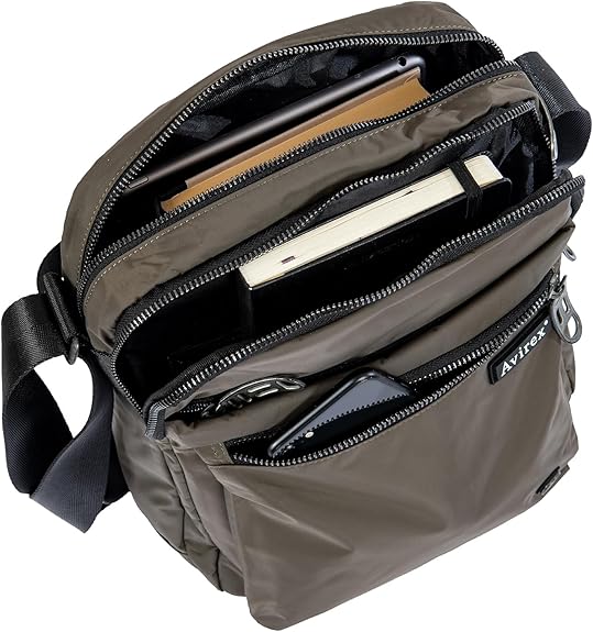 Avirex, Bomber Borsello grande da uomo, porta tablet, con tracolla Verde BMB04