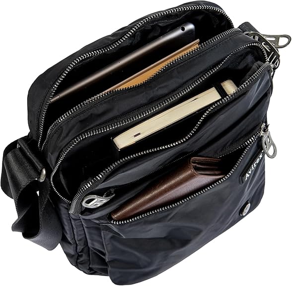 Avirex, Bomber Borsello grande da uomo, porta tablet, con tracolla Nero BMB04