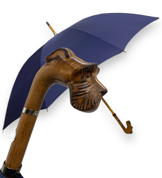 Ombrello Classico manico in legno intagliato Schnatzer 10 stecche colore Blu