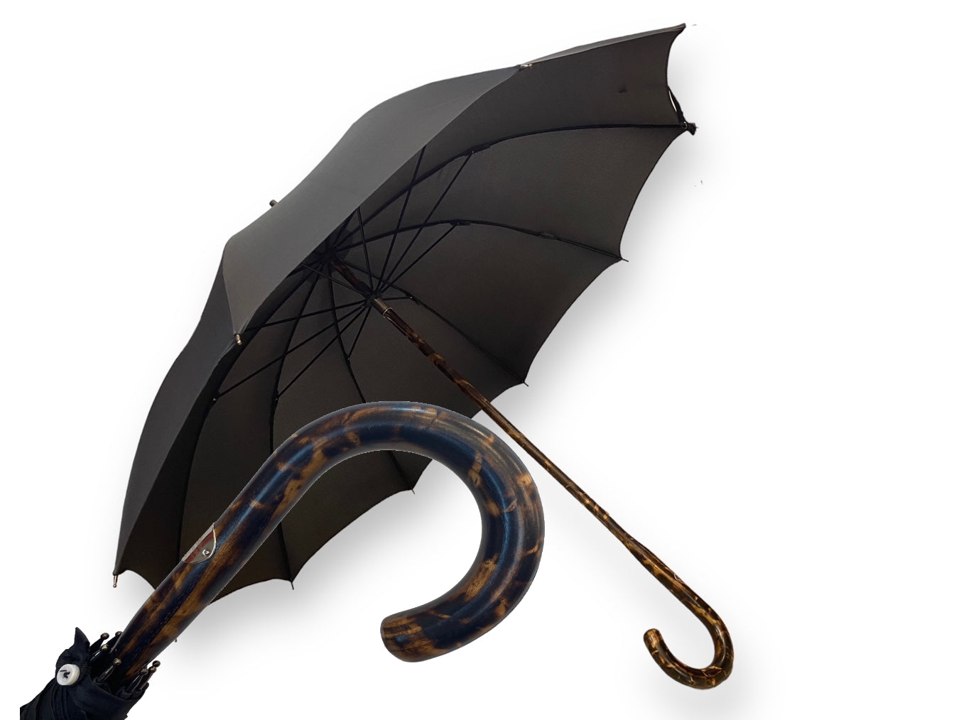 Vollstockschirm aus Hickoryholz 10 Rippen „gestromt“ Handwerkskunst Domizio Regenschirme seit 1989