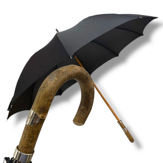 Ombrello Artigianale, manico in legno di Frassino - colore Nero Ombrelli Domizio dal 1989 Made in Italy