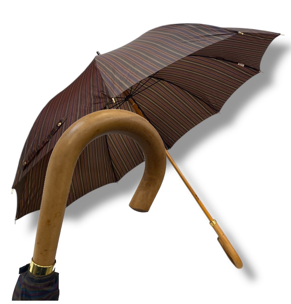 Ombrello classico manico in Canna di Malacca tessuto Nylon lavorazione artigianale Ombrelli Domizio dal 1989 Made in Italy F3