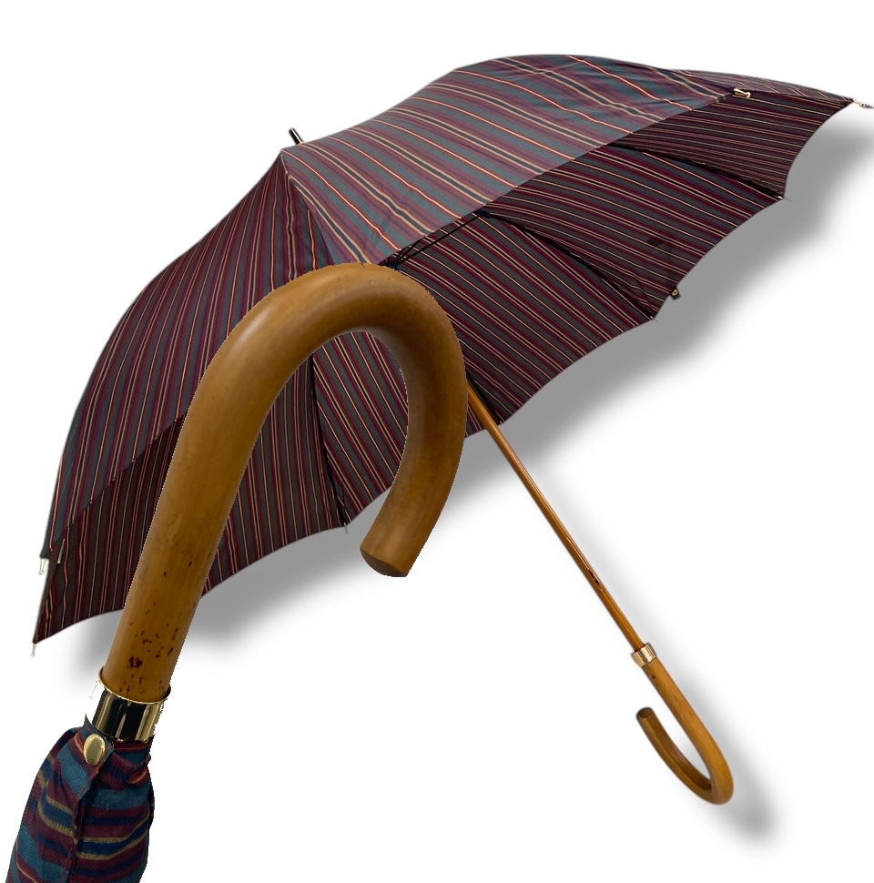 Ombrello classico manico in Canna di Malacca tessuto Nylon lavorazione artigianale Ombrelli Domizio dal 1989 Made in Italy F2
