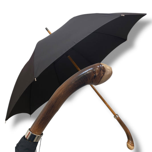Ombrello Classico, manico in radice di Castagno Colore neroLavorazione artigianale Ombrelli Domizio dal 1989 Made in Italy