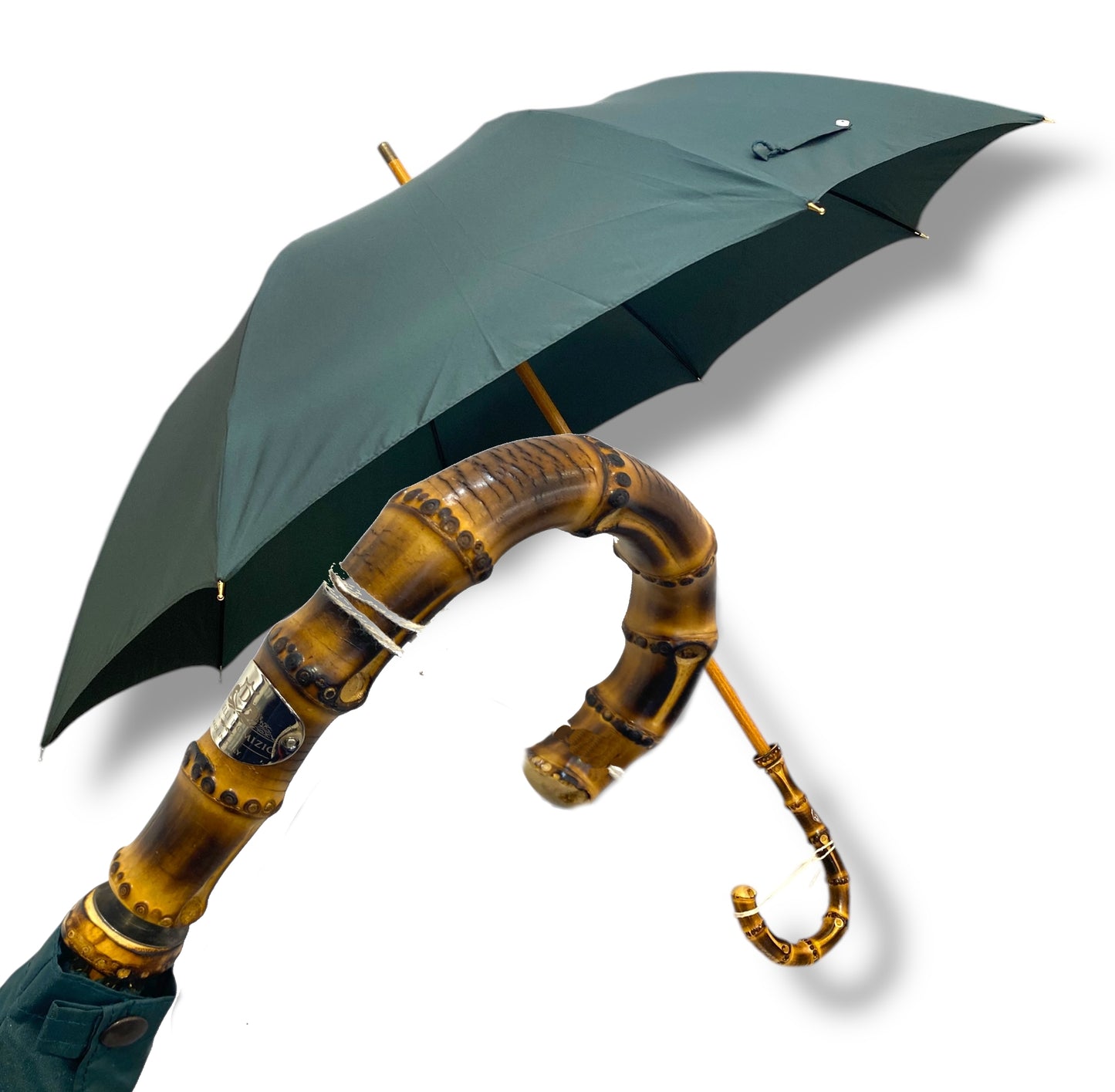 Ombrello Artigianale, manico in Canna di Bambù - colore Verde Ombrelli Domizio dal 1989 Made in Italy