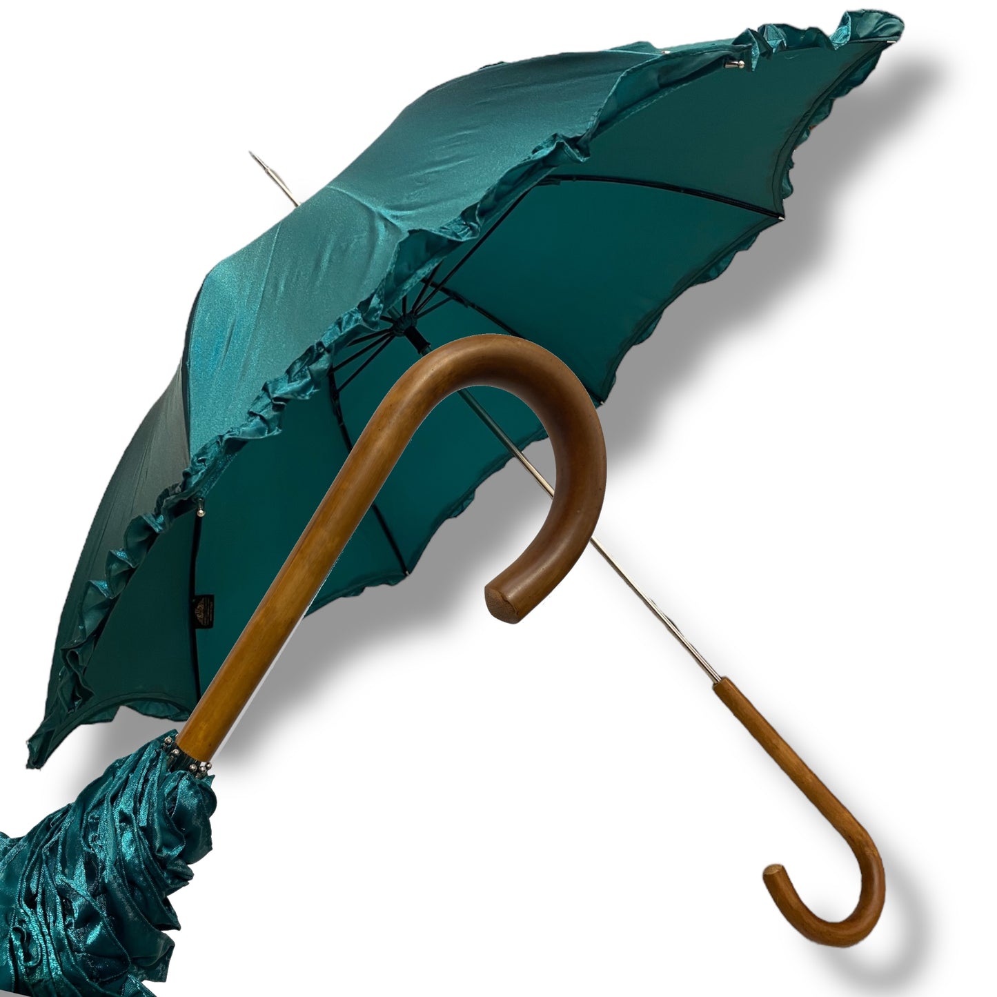 Ombrello classico stile 800 manico in Canna di Malacca lunga tessuto lucido lavorazione artigianale Ombrelli Domizio dal 1989 Made in Italy