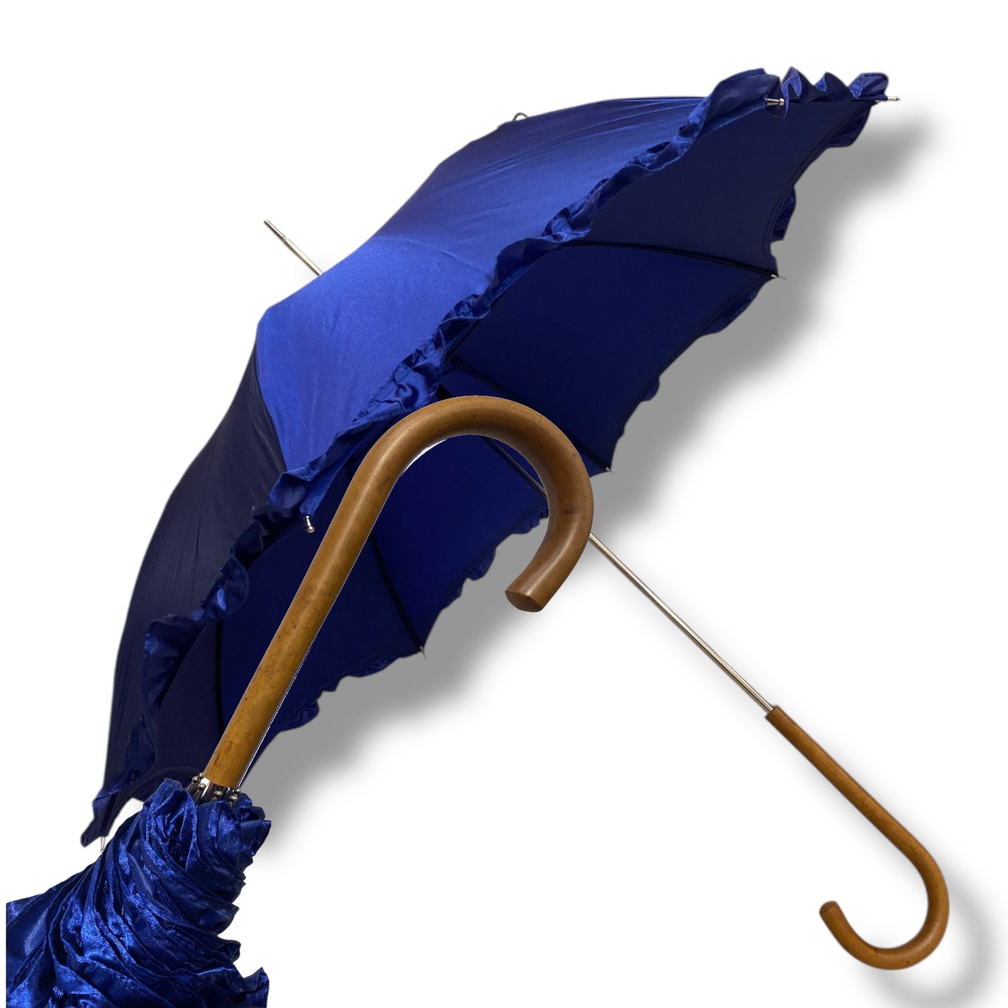 Ombrello classico stile 800 manico in Canna di Malacca lunga tessuto lucido lavorazione artigianale Ombrelli Domizio dal 1989 Made in Italy