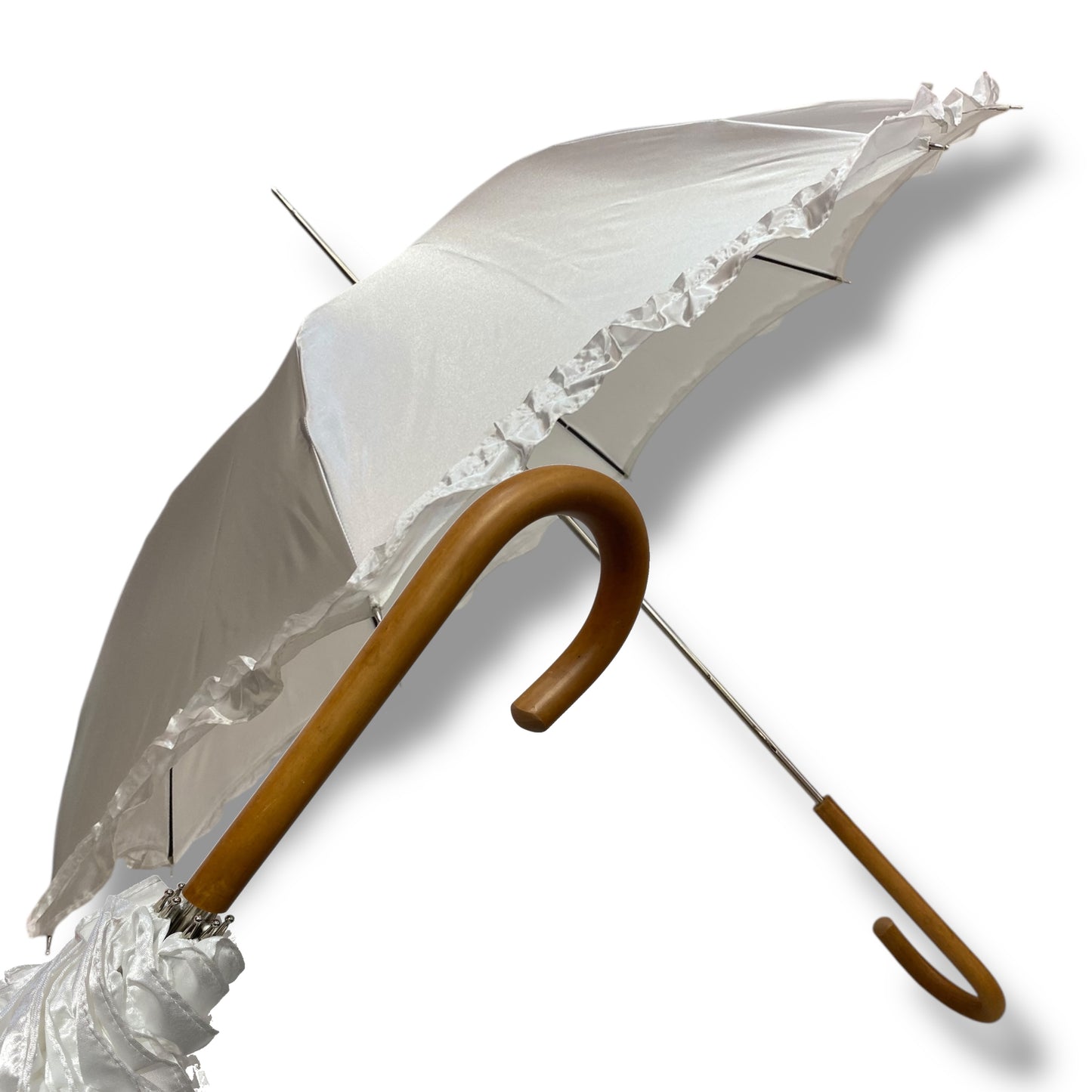 Ombrello classico stile 800 manico in Canna di Malacca lunga tessuto lucido lavorazione artigianale Ombrelli Domizio dal 1989 Made in Italy