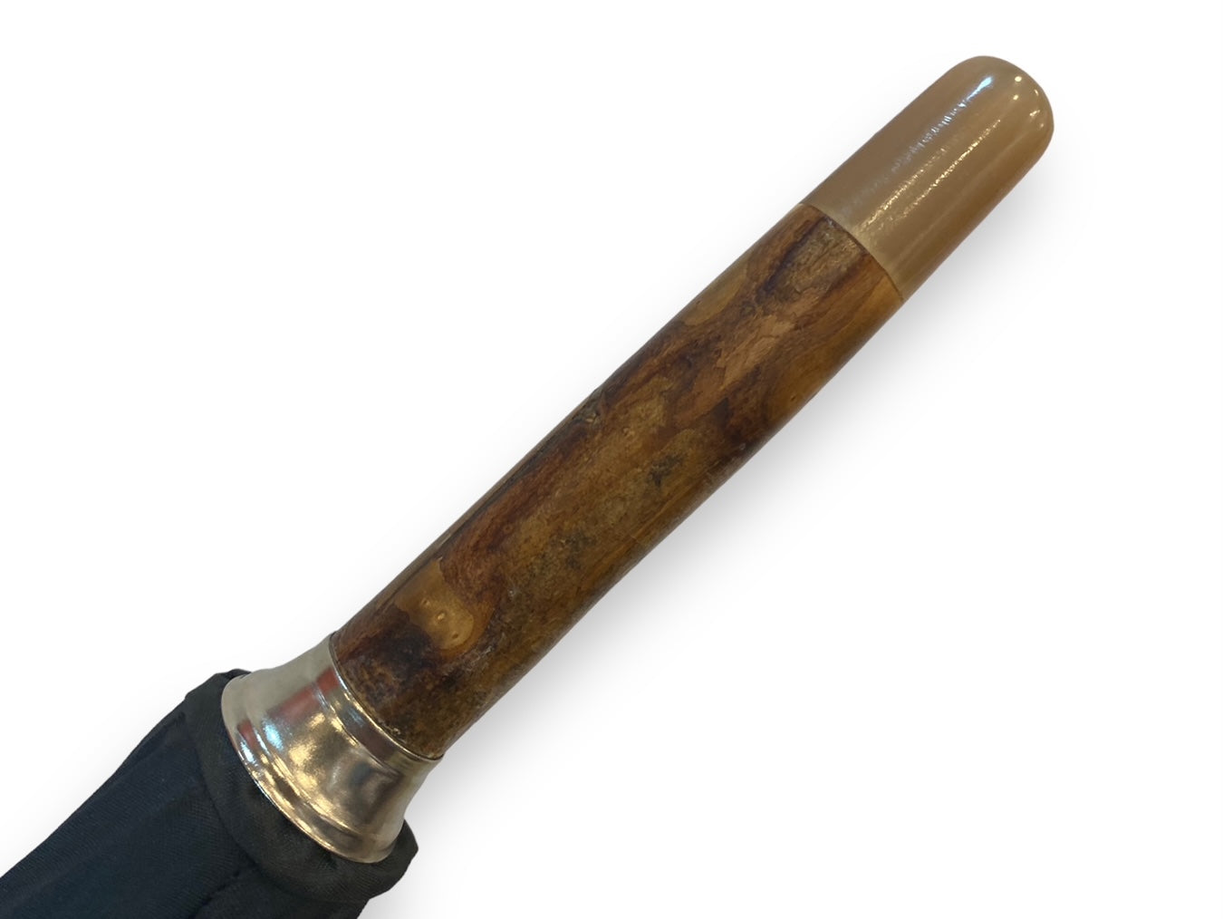 Ombrello Bastone intero in legno di Corniolo, puntale in corno - Lavorazione artigiamnale Ombrelli Domizio dal 1989
