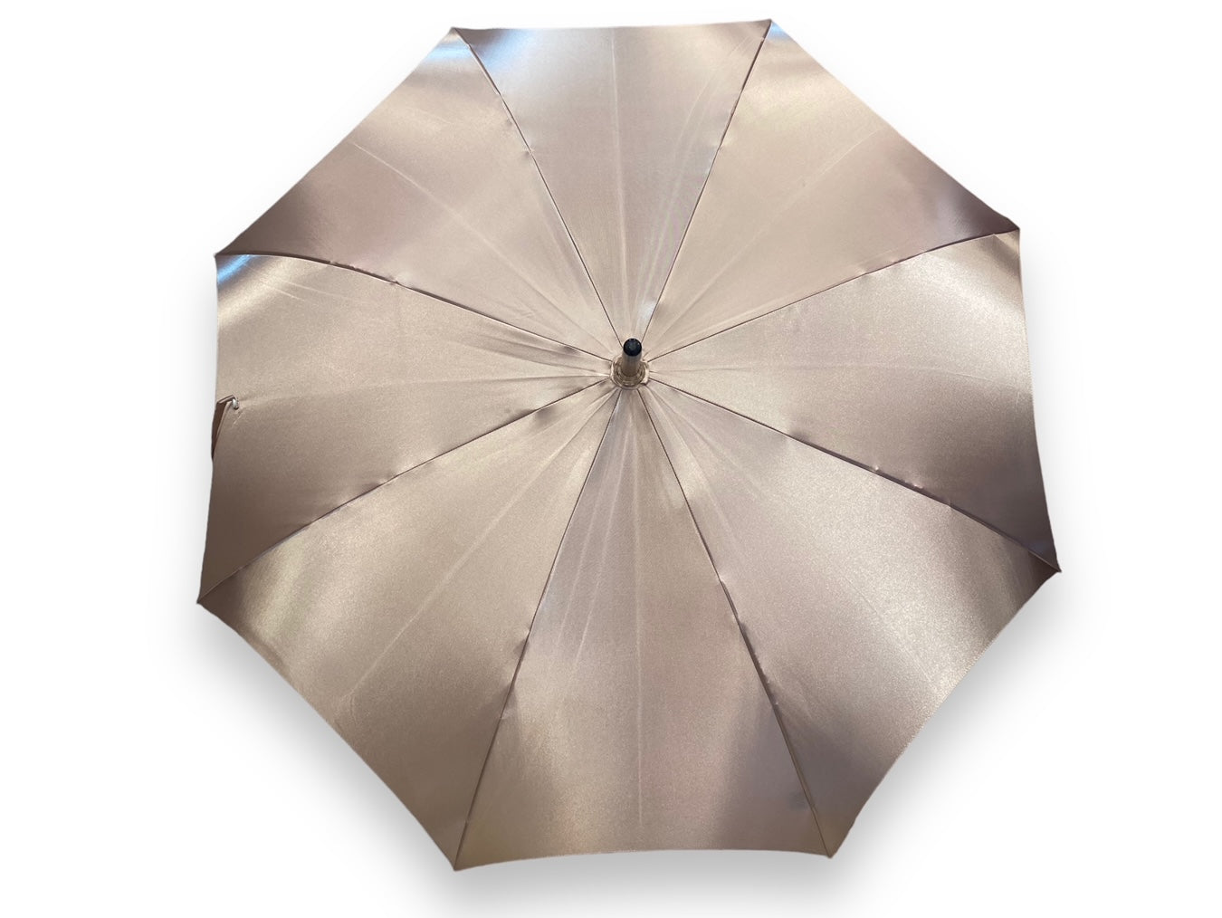 Ombrello classico Cipria lucido manico in Canna di Malacca. Lavorazione artigianale Ombrelli Domizio dal 1989 Made in Italy