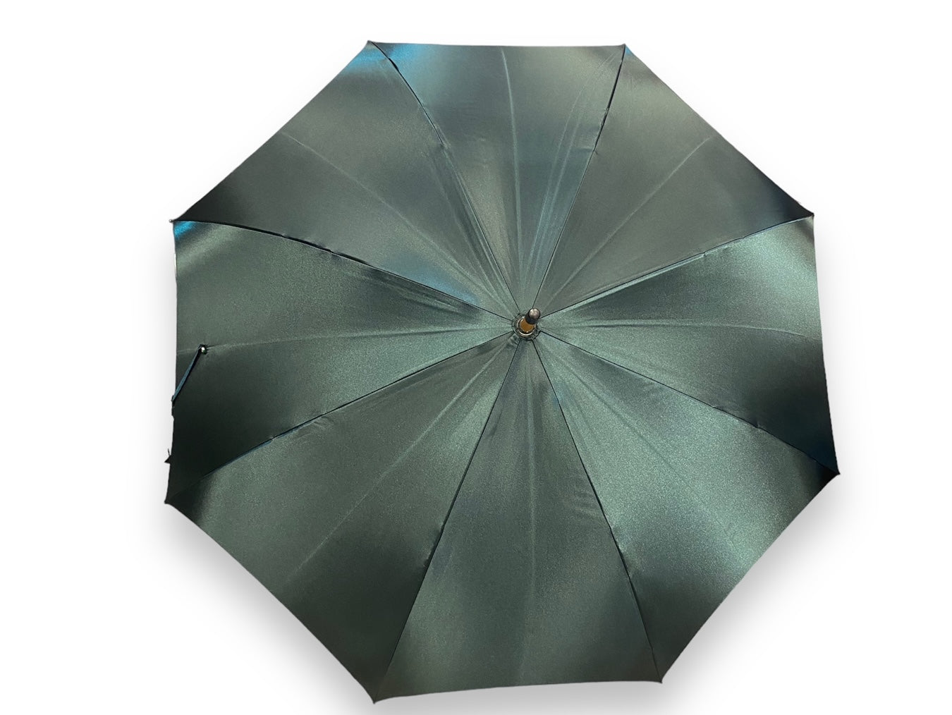 Ombrello classico Verde scuro lucido manico in Canna di Malacca. Lavorazione artigianale Ombrelli Domizio dal 1989 Made in Italy