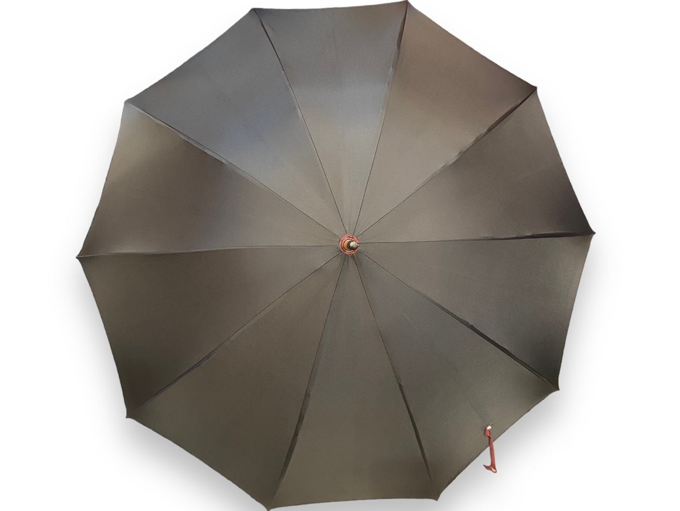 Regenschirm mit Griff aus Kongoholz, doppelter Stoff in Schwarz/Burgund – Handwerkskunst von Domizio-Schirmen seit 1989