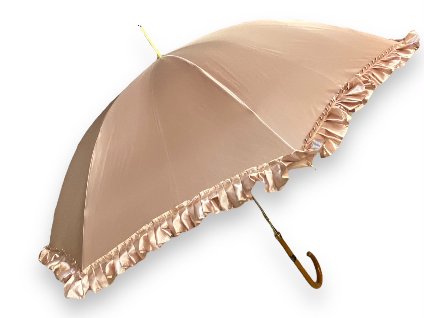 Ombrello Donna "stile 800" Colore Cipria lucido manico in canna di Malacca lavorazione artigianale Ombrelli Domizio dal 1989 Made in Italy