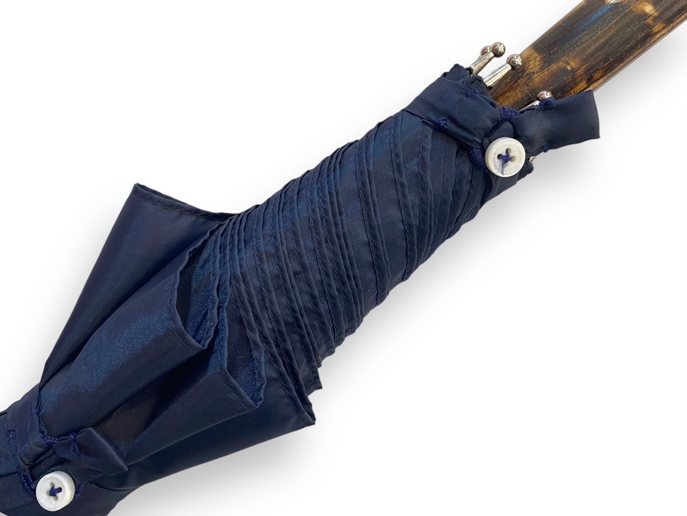 Regenschirm Ganzer Stock aus gestromtem Hickoryholz, Hornspitze Handwerkskunst Domizio-Regenschirme seit 1989