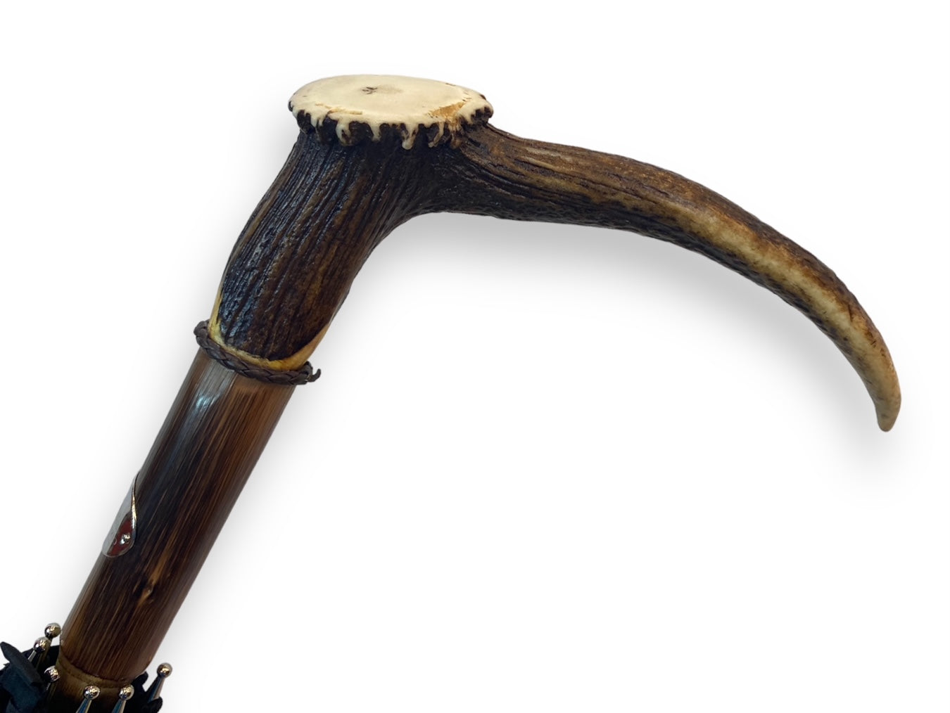 Regenschirm mit Hirschknopf und Kastanienholzstab, Handwerkskunst von Domizio Umbrellas seit 1989