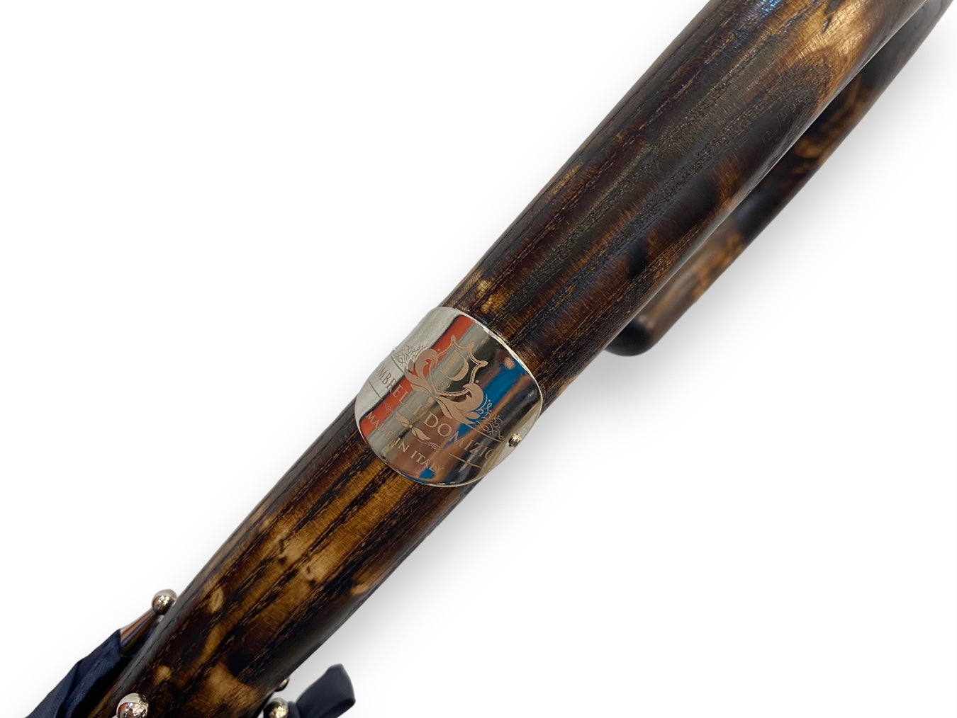 Regenschirm Ganzer Stock aus gestromtem Hickoryholz, Hornspitze Handwerkskunst Domizio-Regenschirme seit 1989