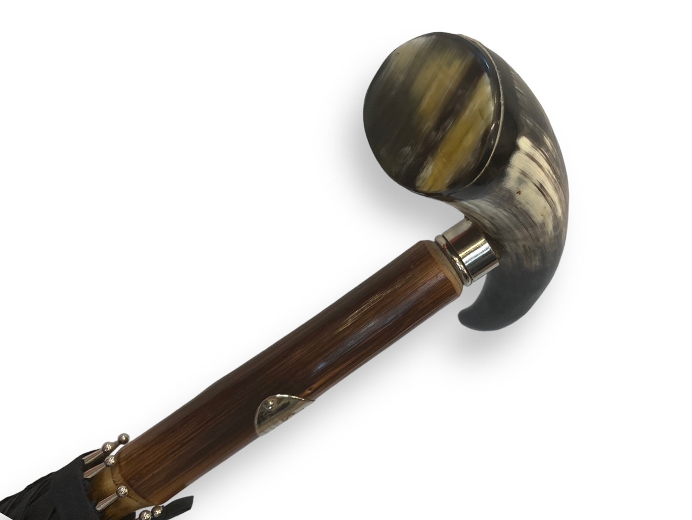 Ombrello con manopola in coda di corno bastone in legno Castagno lavorazione artigianale Ombrelli Domizio dal 1989 Made in Italy