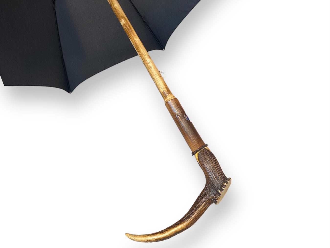 Regenschirm mit Hirschknopf und Kastanienholzstab, Handwerkskunst von Domizio Umbrellas seit 1989