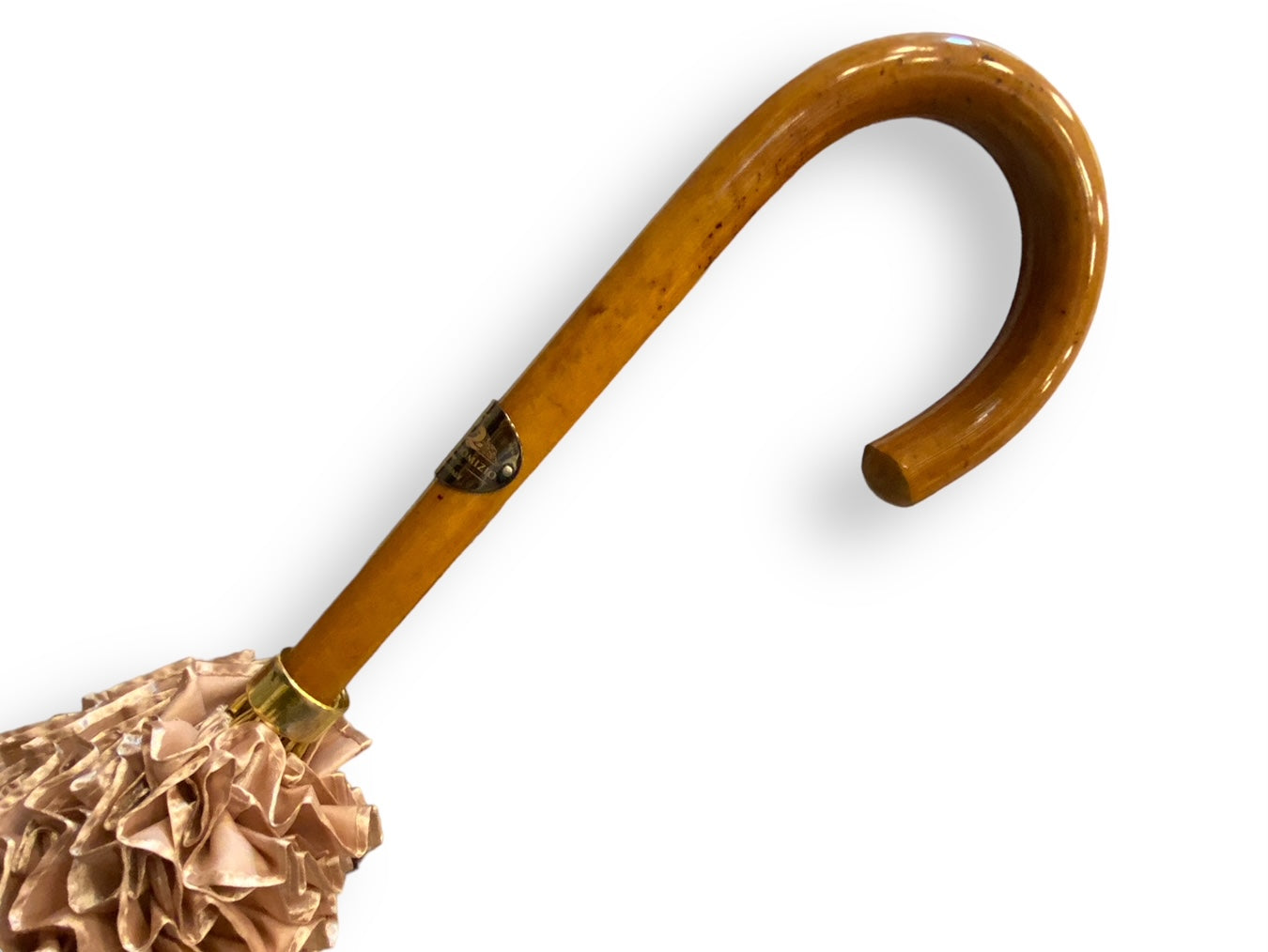 Ombrello Donna "stile 800" Colore Cipria lucido manico in canna di Malacca lavorazione artigianale Ombrelli Domizio dal 1989 Made in Italy