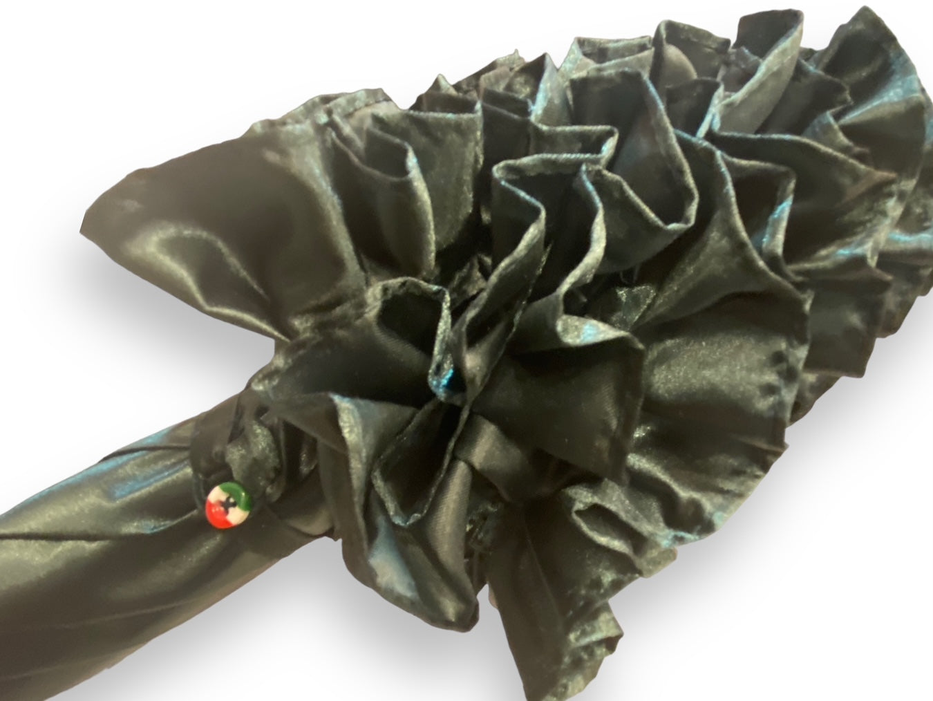 Ombrello Donna "stile 800" Colore Verde lucido manico in canna di Malacca lavorazione artigianale Ombrelli Domizio dal 1989 Made in Italy