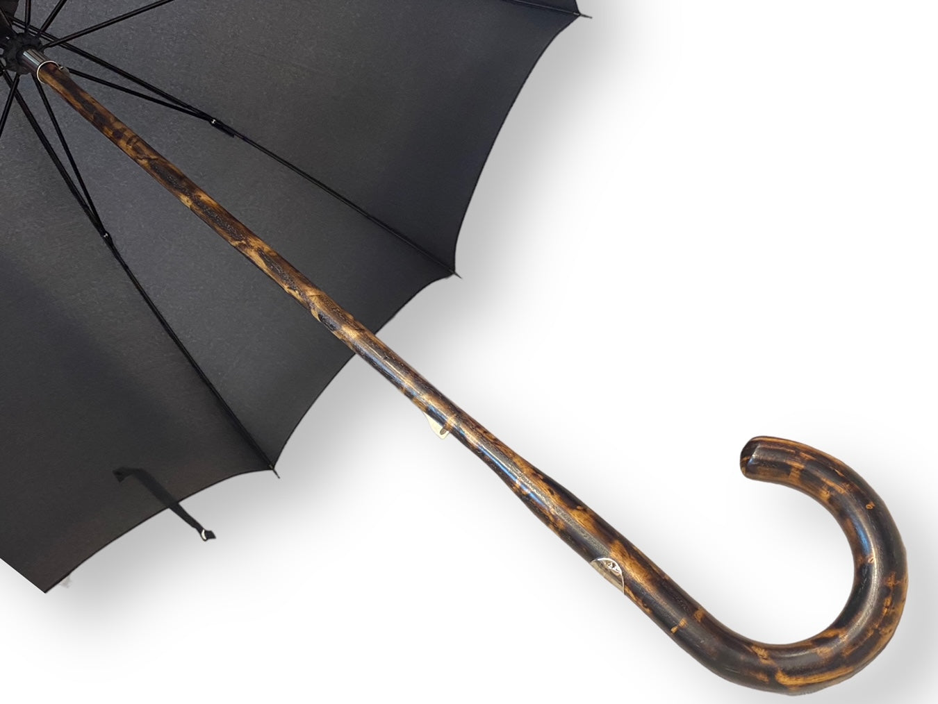 Vollstockschirm aus Hickoryholz 10 Rippen „gestromt“ Handwerkskunst Domizio Regenschirme seit 1989