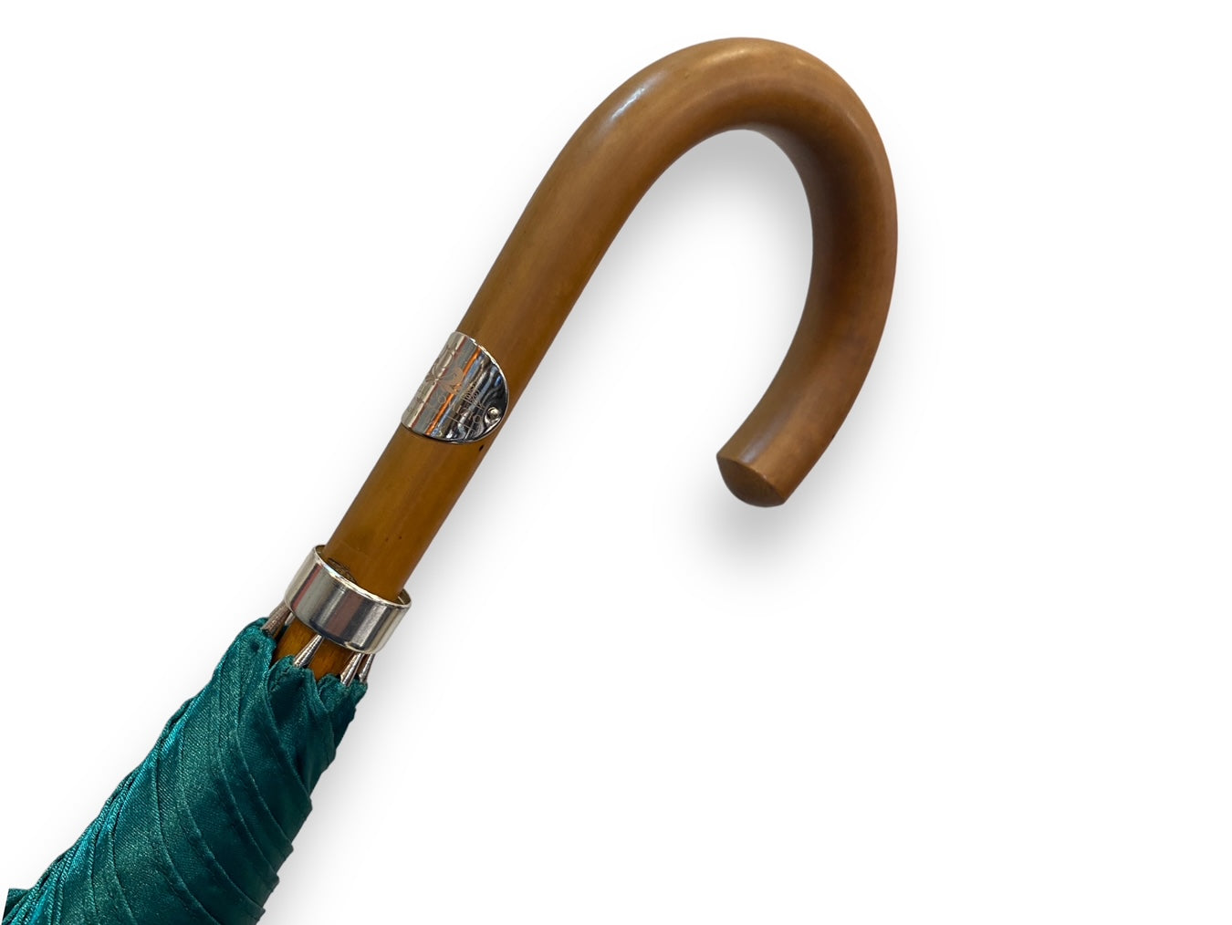 Ombrello classico Verde lucido manico in Canna di Malacca. Lavorazione artigianale Ombrelli Domizio dal 1989 Made in Italy