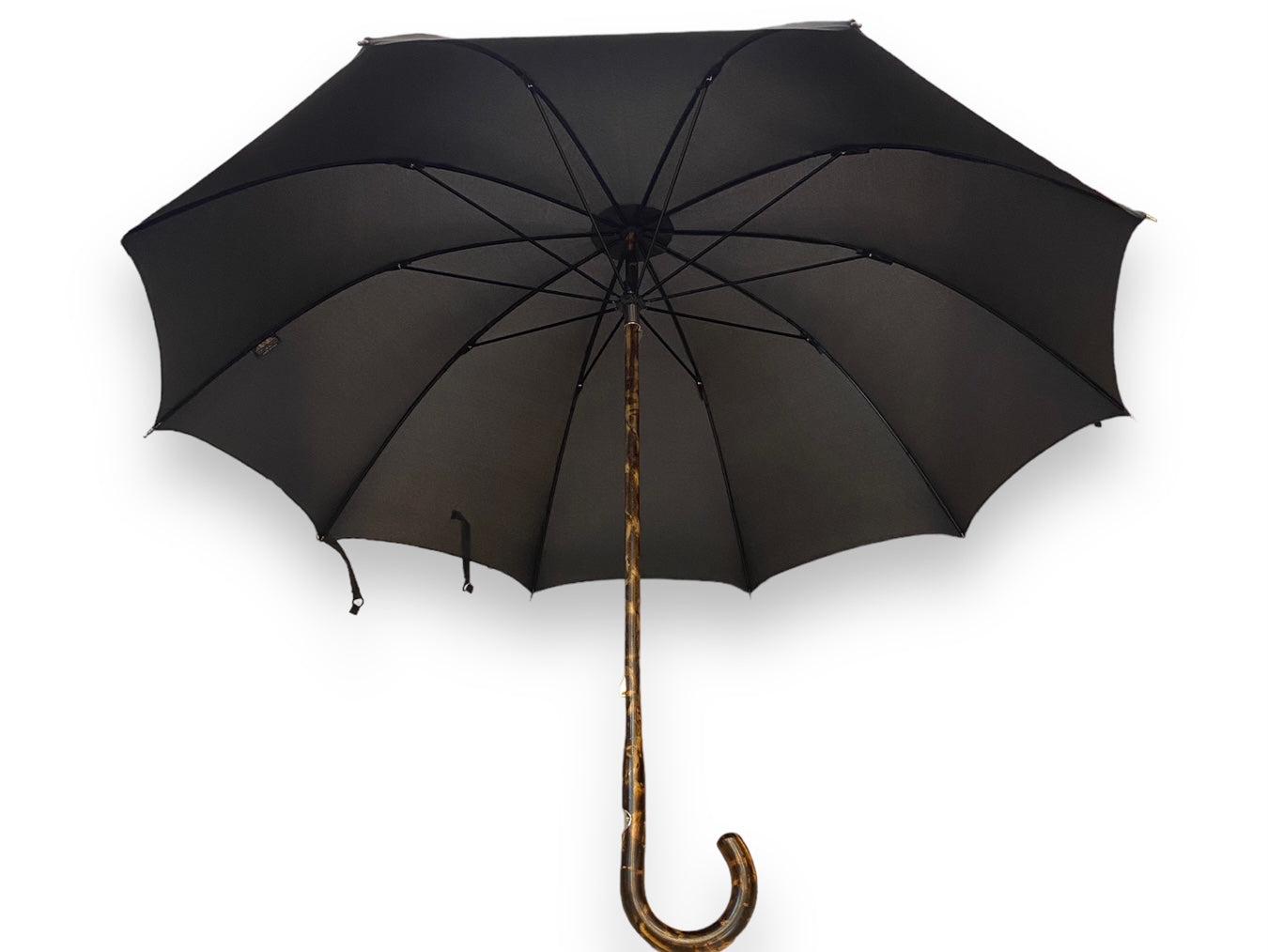 Vollstockschirm aus Hickoryholz 10 Rippen „gestromt“ Handwerkskunst Domizio Regenschirme seit 1989