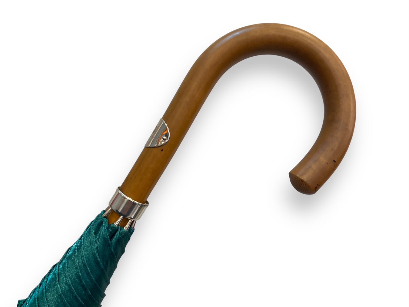 Ombrello classico Verde lucido manico in Canna di Malacca. Lavorazione artigianale Ombrelli Domizio dal 1989 Made in Italy