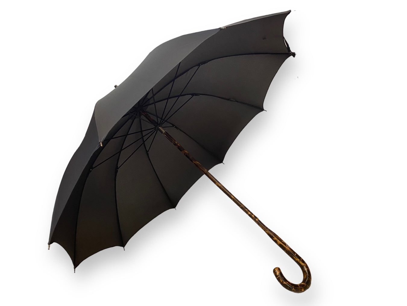 Vollstockschirm aus Hickoryholz 10 Rippen „gestromt“ Handwerkskunst Domizio Regenschirme seit 1989