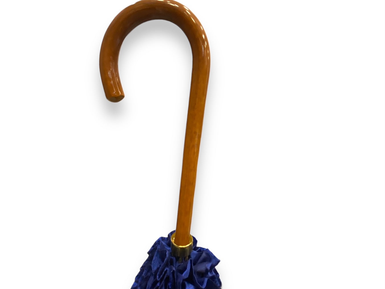 Ombrello Donna "stile 800" Colore blu lucido manico in canna di Malacca lavorazione artigianale Ombrelli Domizio dal 1989 Made in Italy