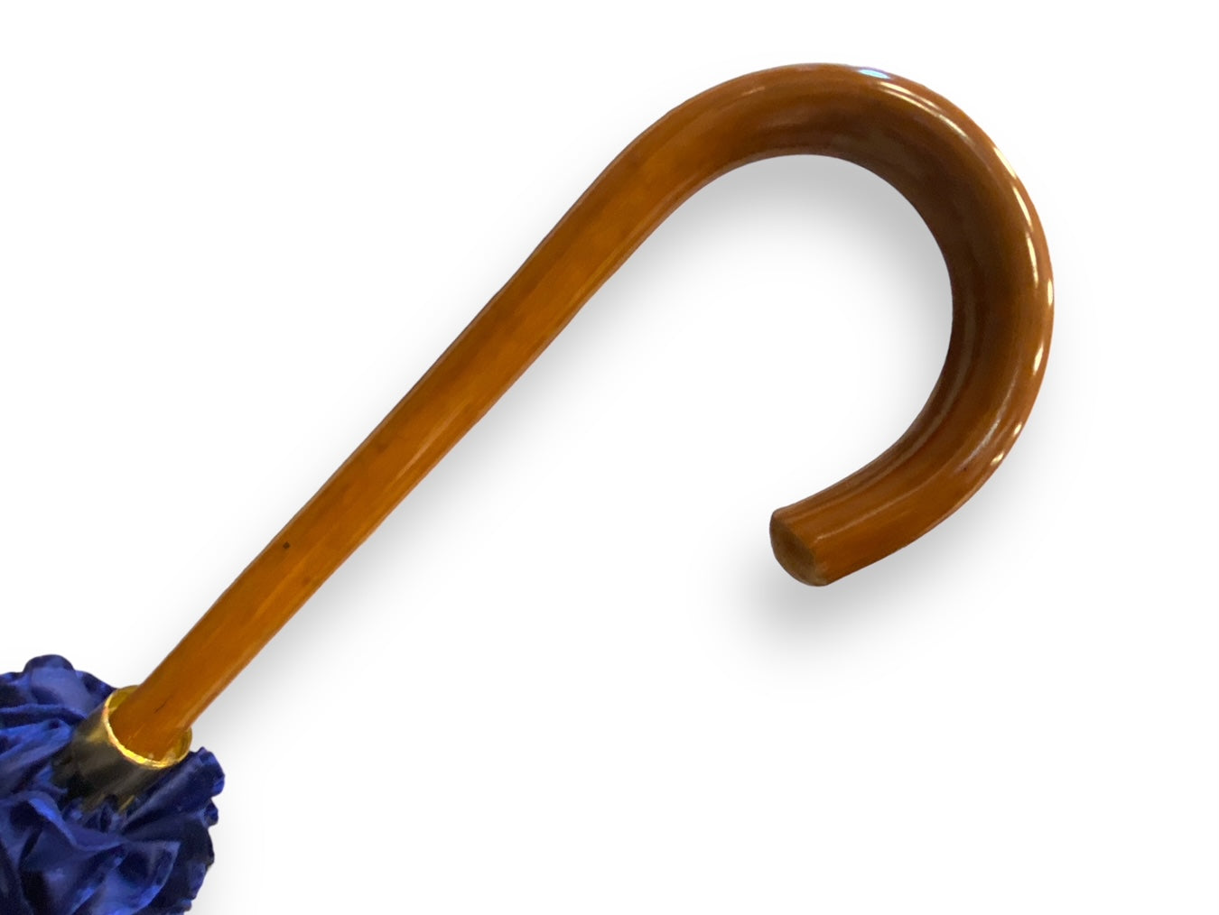 Ombrello Donna "stile 800" Colore blu lucido manico in canna di Malacca lavorazione artigianale Ombrelli Domizio dal 1989 Made in Italy