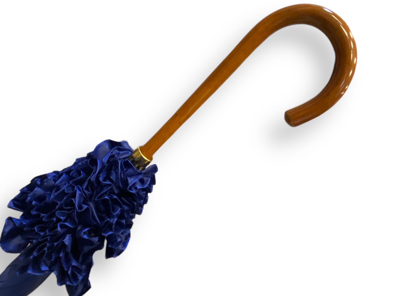 Ombrello Donna "stile 800" Colore blu lucido manico in canna di Malacca lavorazione artigianale Ombrelli Domizio dal 1989 Made in Italy