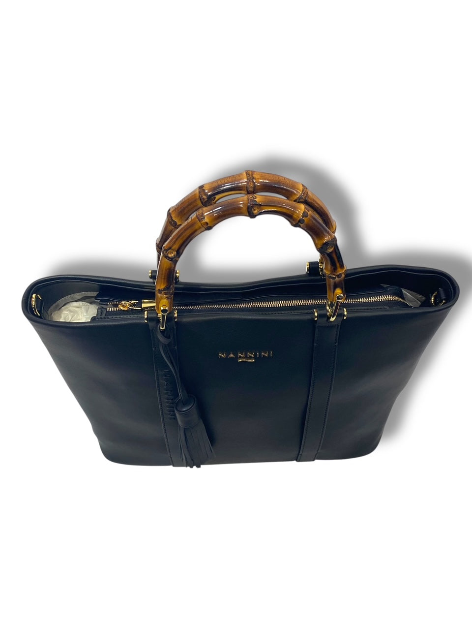 Nannini Firenze Borsa Donna 100% Pelle con tracolla manici in Bambù  Linea Erica Art .18545