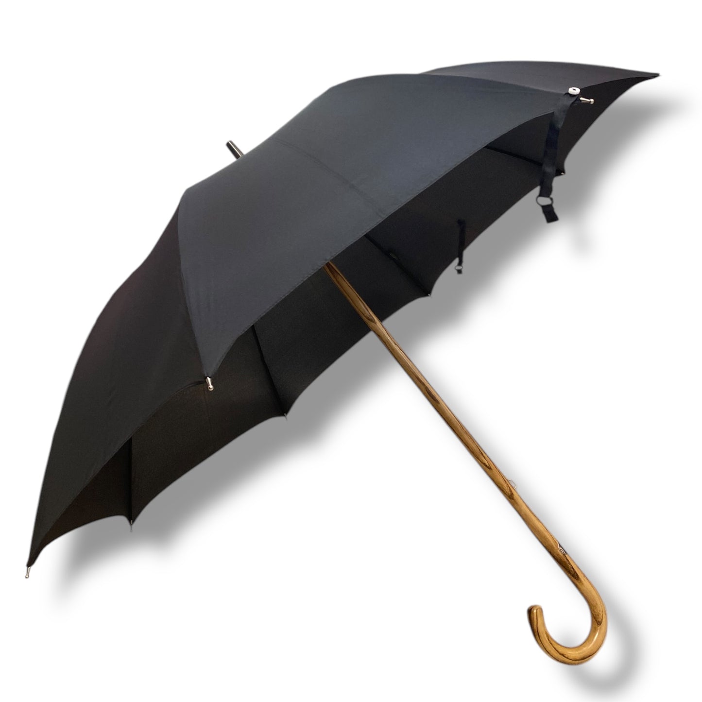 Ombrello Hickory biondo, tessuto nero  lavorazione artigianale Ombrelli Domizio dal 1989