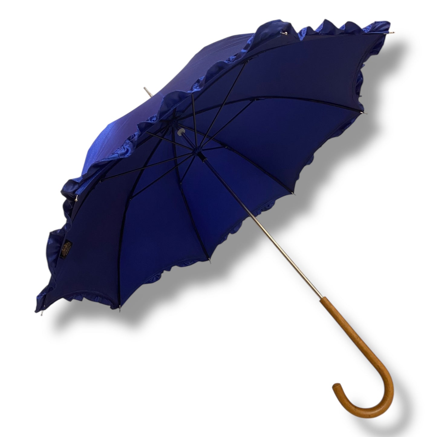 Ombrello classico stile 800 manico in Canna di Malacca lunga tessuto lucido lavorazione artigianale Ombrelli Domizio dal 1989 Made in Italy