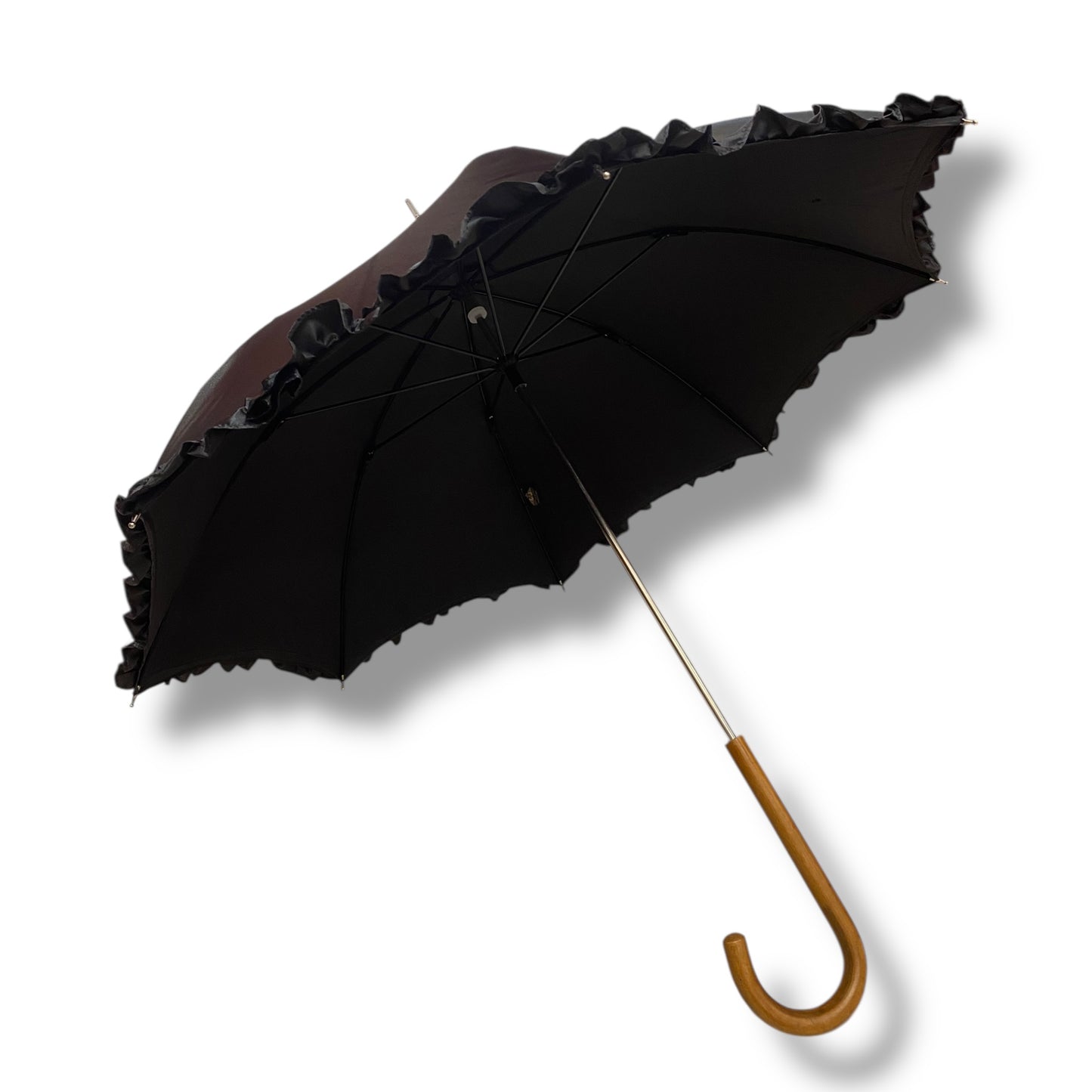 Ombrello classico stile 800 manico in Canna di Malacca lunga tessuto lucido lavorazione artigianale Ombrelli Domizio dal 1989 Made in Italy