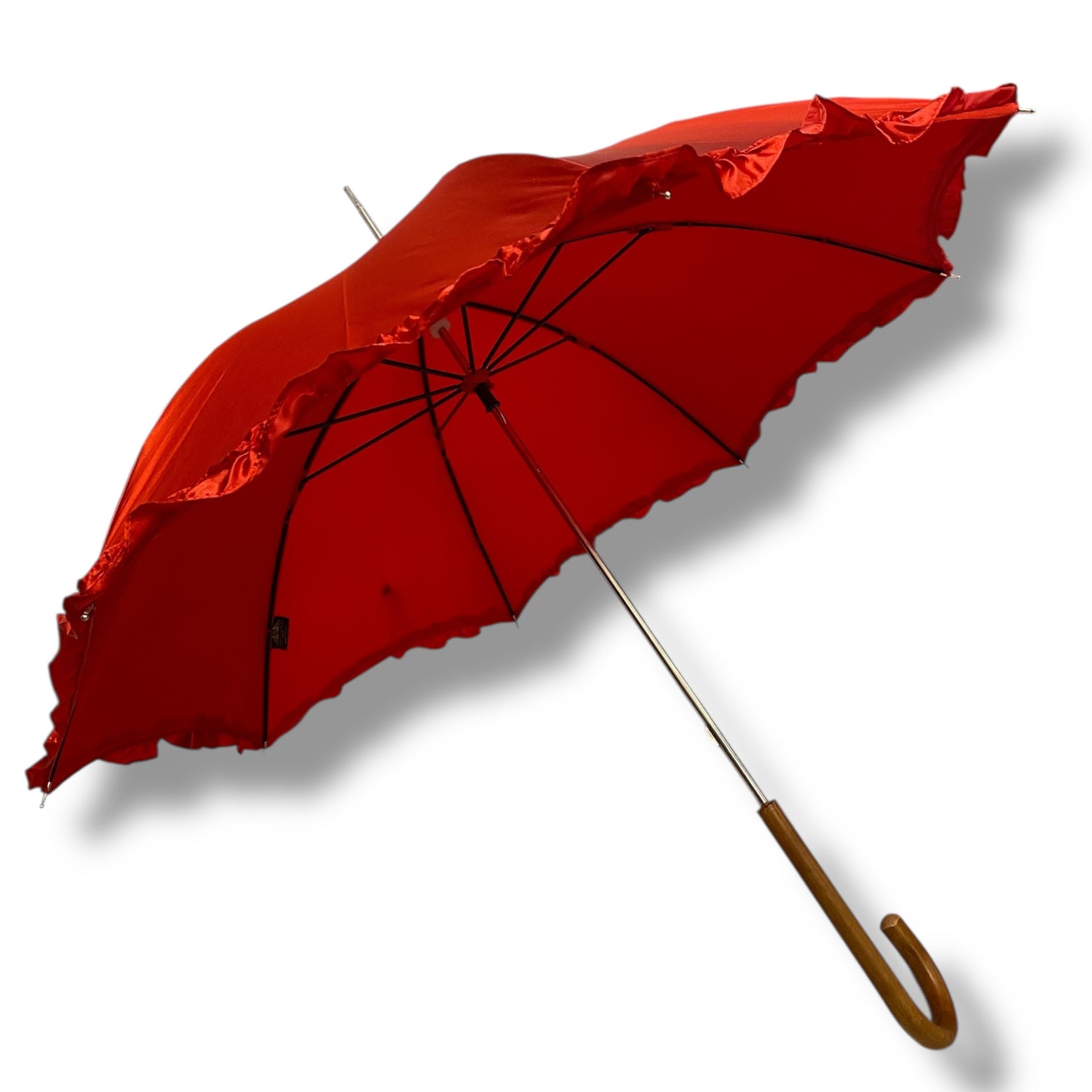 Ombrello classico stile 800 manico in Canna di Malacca lunga tessuto lucido lavorazione artigianale Ombrelli Domizio dal 1989 Made in Italy