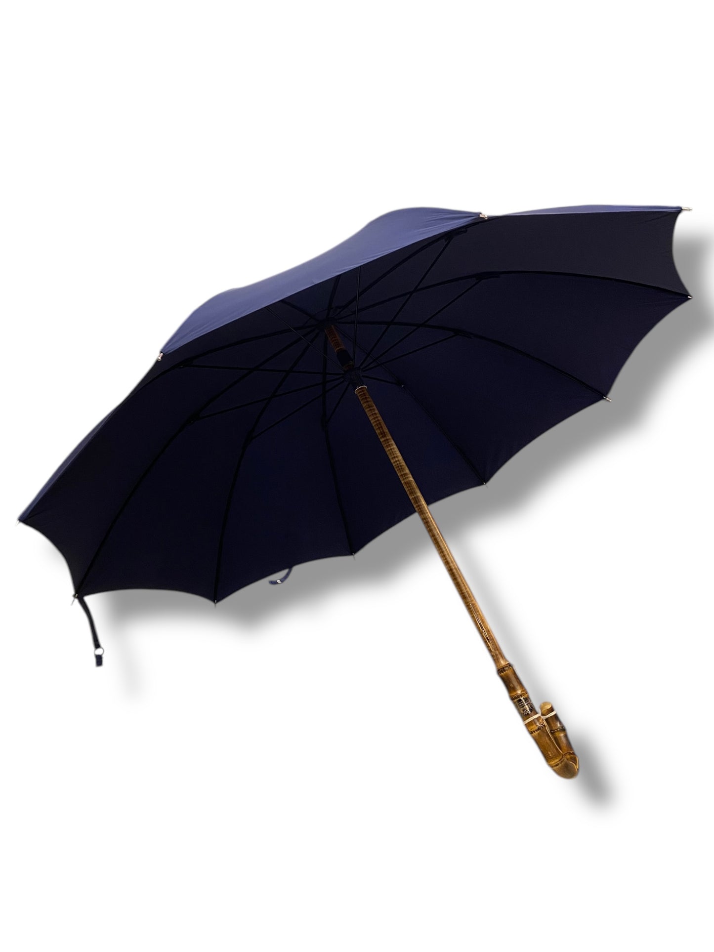 Ombrello manico in Canna di Bambù montato a collo d'oca asta faggio 20 mm 10 Stecche puntale corno