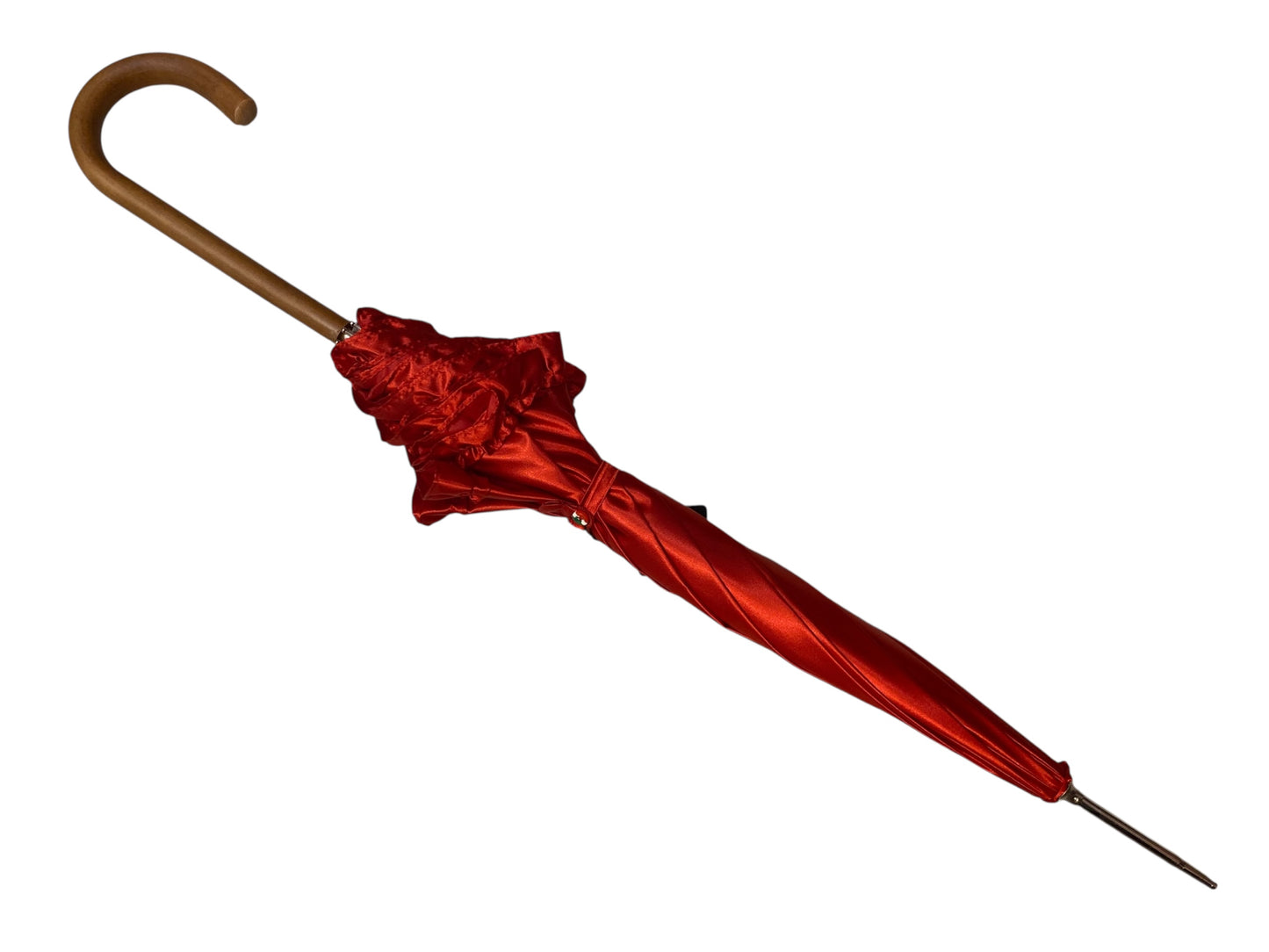 Ombrello classico stile 800 manico in Canna di Malacca lunga tessuto lucido lavorazione artigianale Ombrelli Domizio dal 1989 Made in Italy