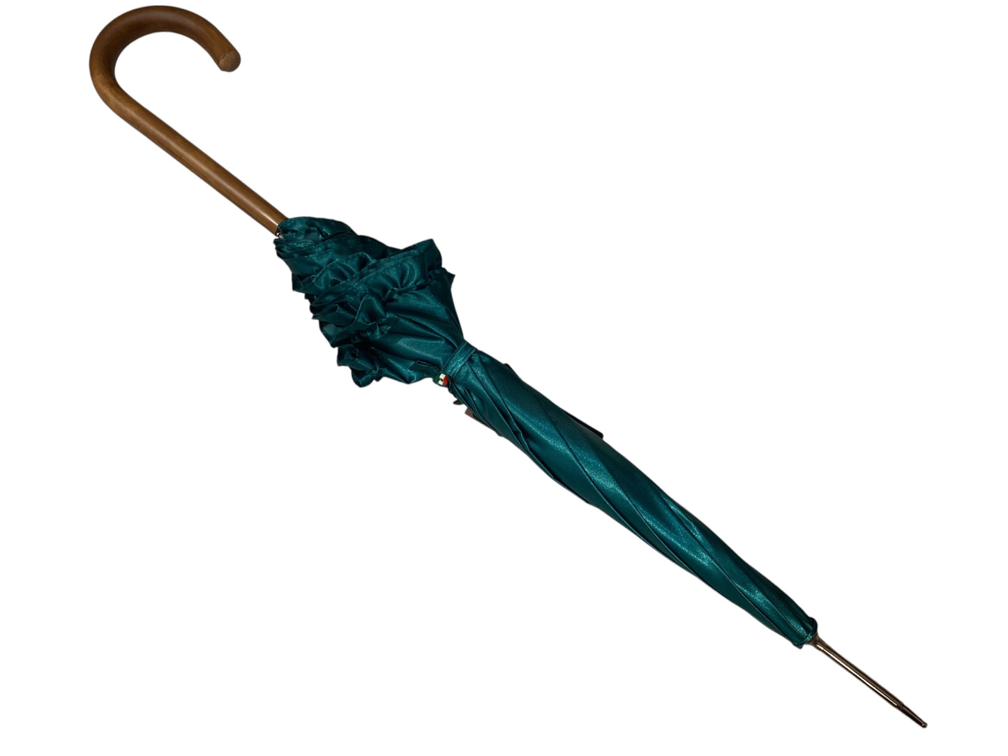 Ombrello classico stile 800 manico in Canna di Malacca lunga tessuto lucido lavorazione artigianale Ombrelli Domizio dal 1989 Made in Italy