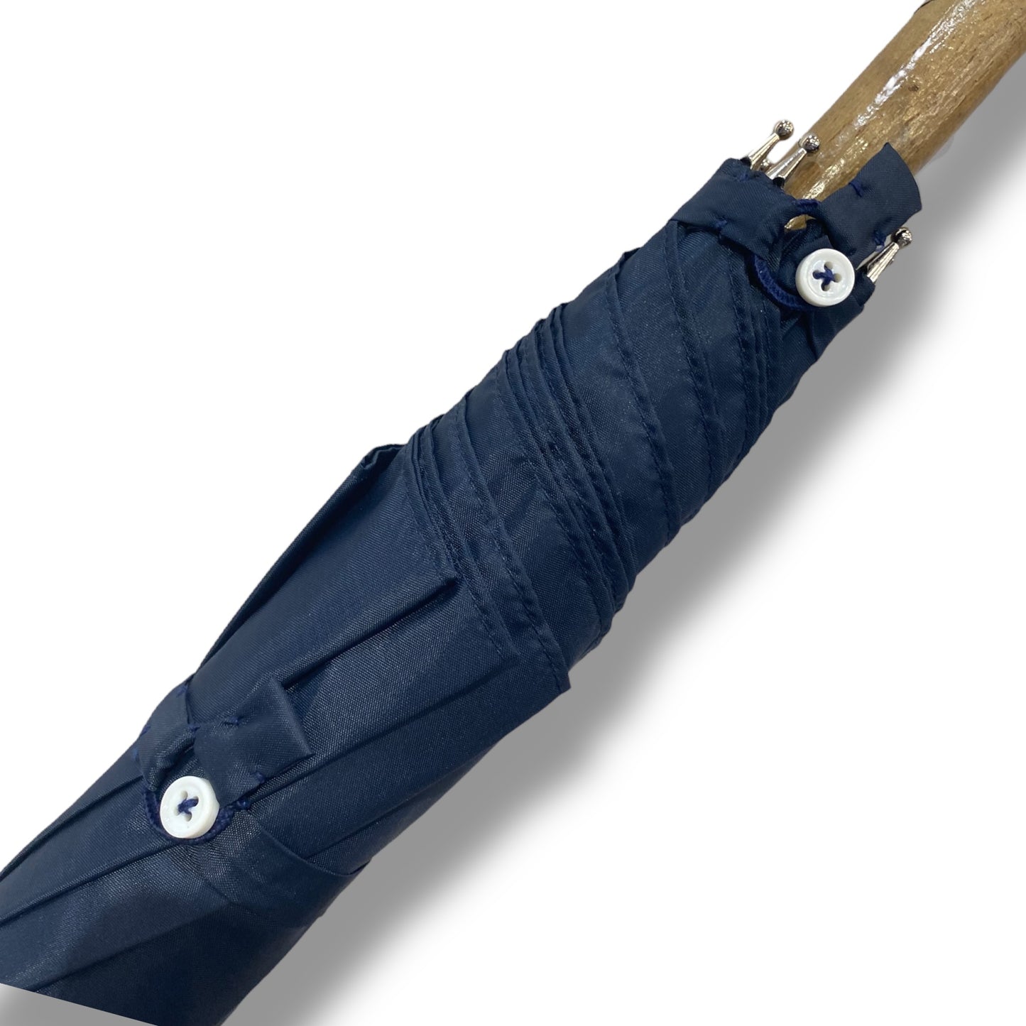 Ombrello classico uomo Bastone intero in legno di Frassino puntale in corno colore blu scuro
