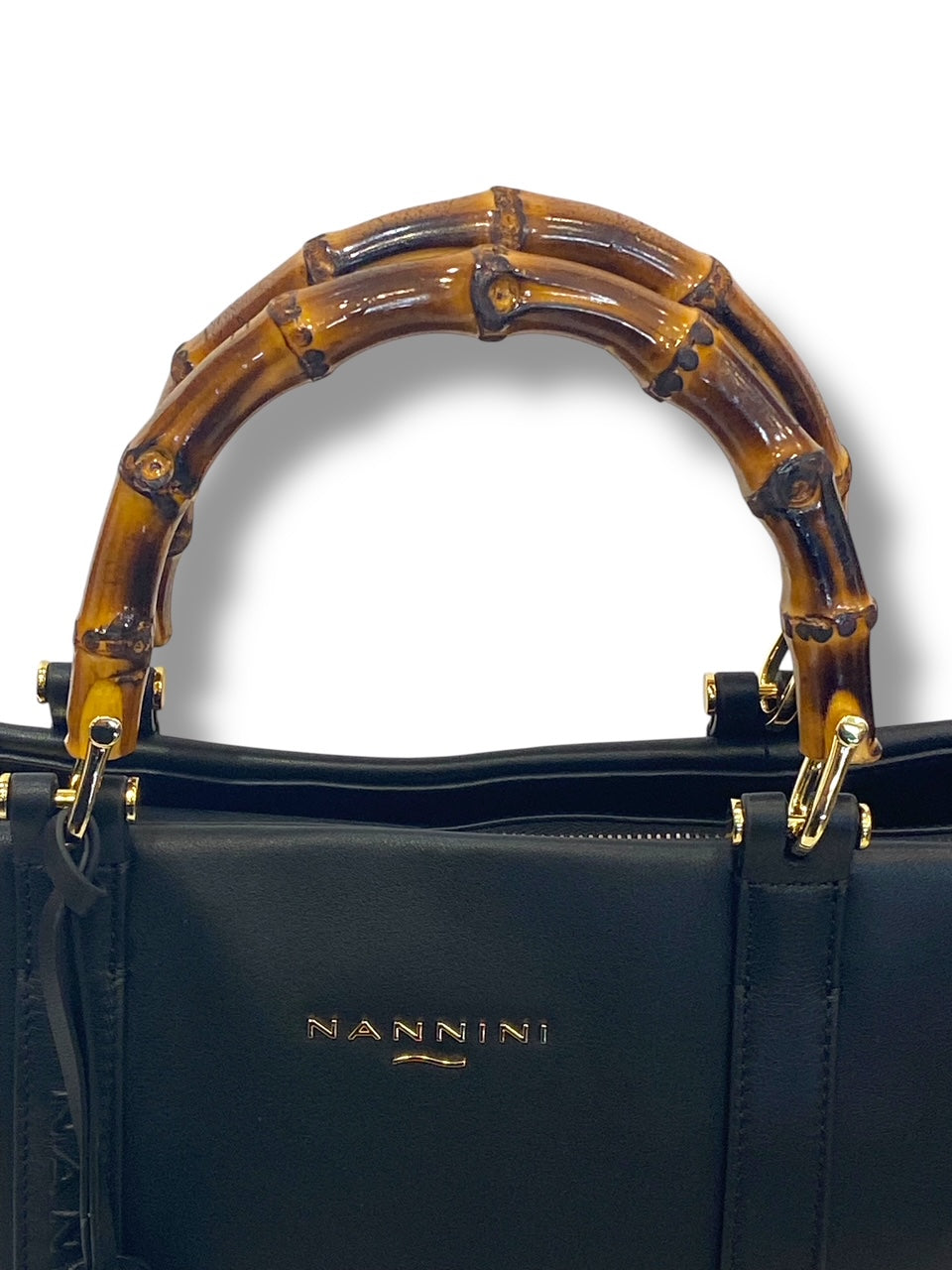 Nannini Firenze Borsa Donna 100% Pelle con tracolla manici in Bambù  Linea Erica Art .18545