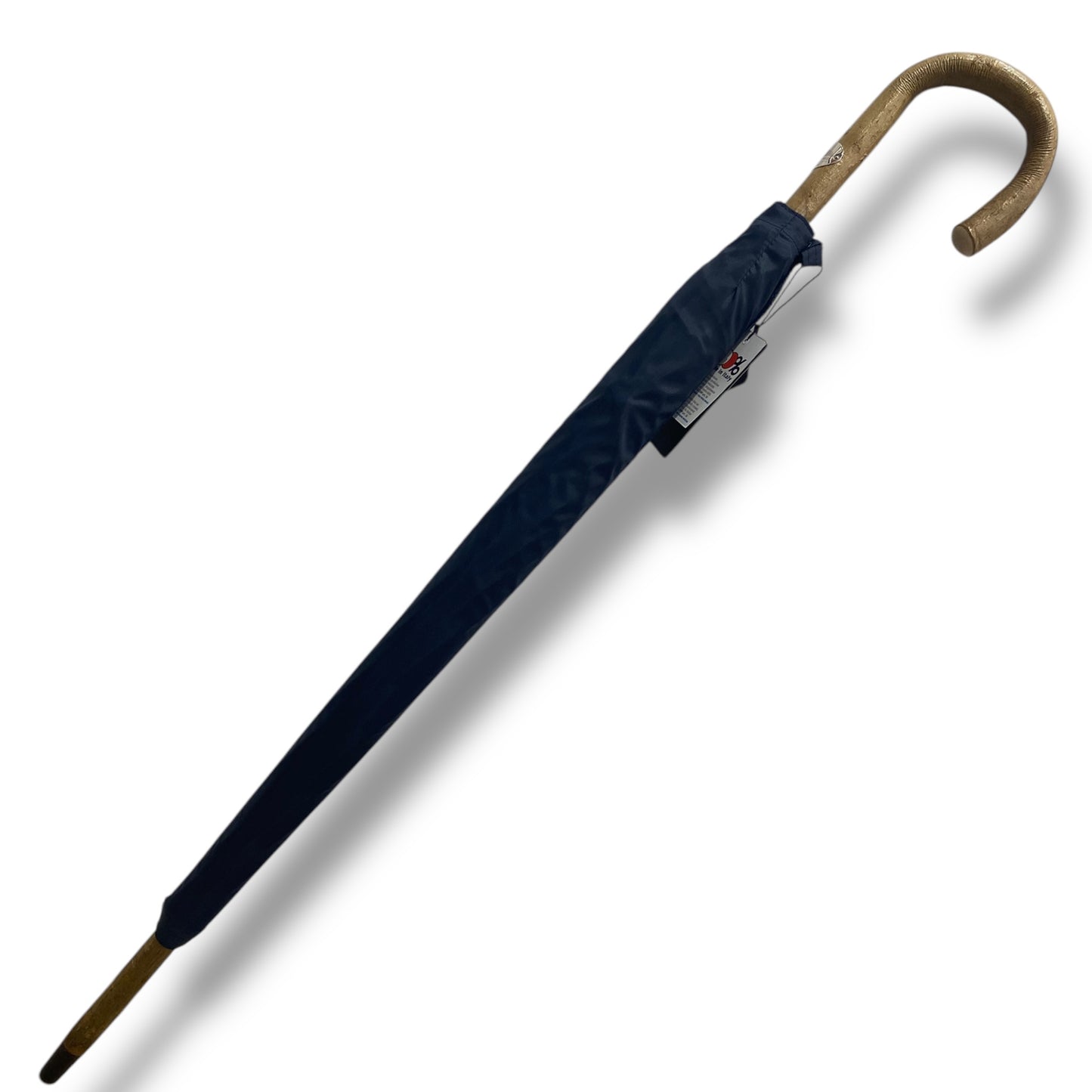 Ombrello classico uomo Bastone intero in legno di Frassino puntale in corno colore blu scuro