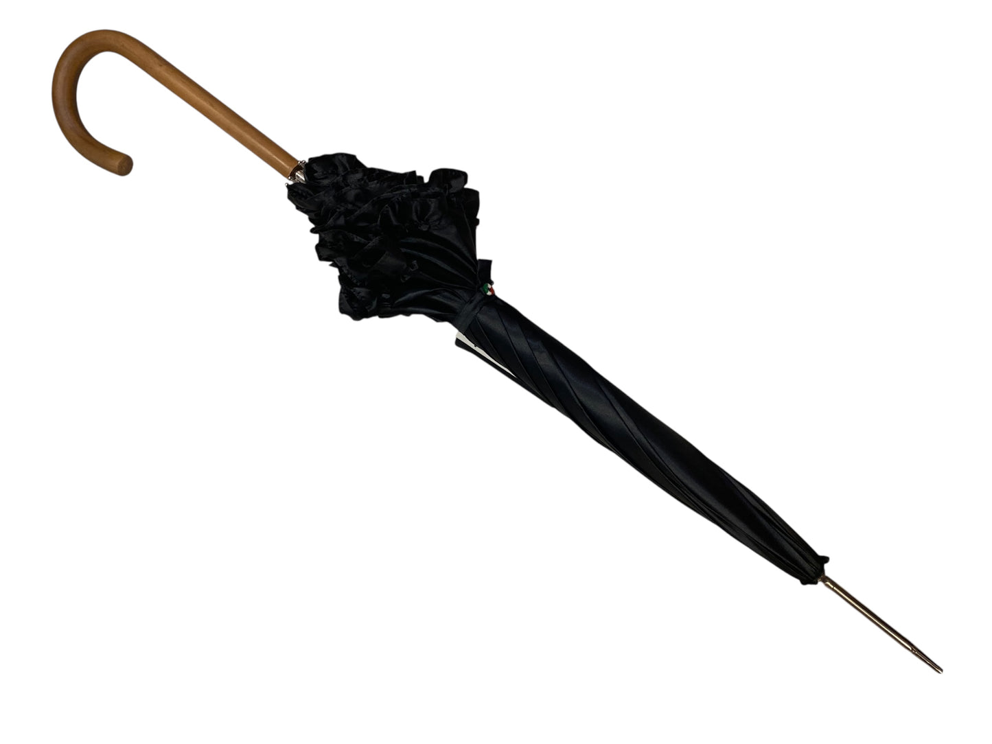 Ombrello classico stile 800 manico in Canna di Malacca lunga tessuto lucido lavorazione artigianale Ombrelli Domizio dal 1989 Made in Italy