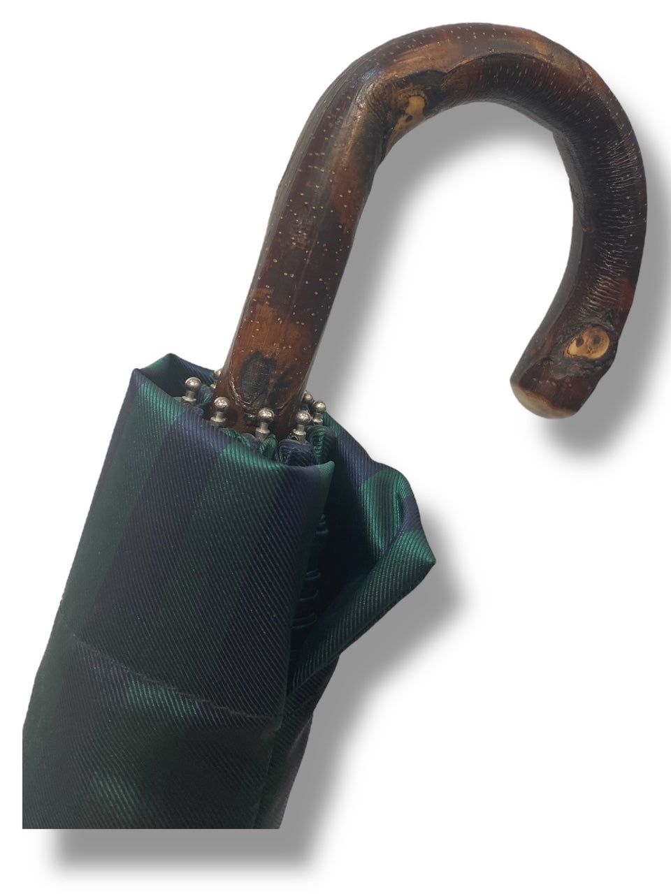Ombrello telescopico unisex struttura in acciaio apertura manuale manopola legno di Castago