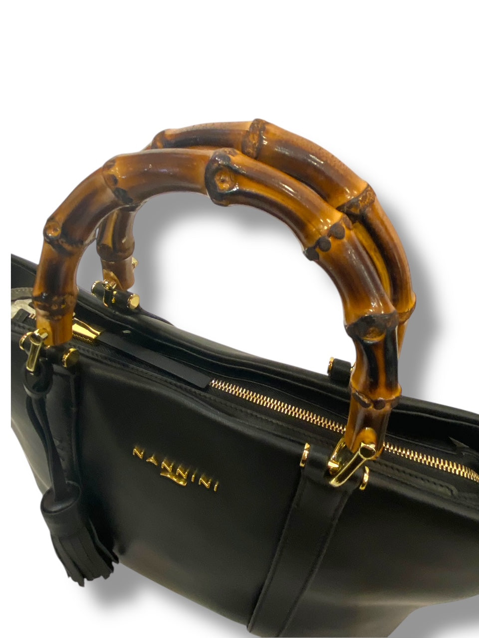 Nannini Firenze Borsa Donna 100% Pelle con tracolla manici in Bambù  Linea Erica Art .18545