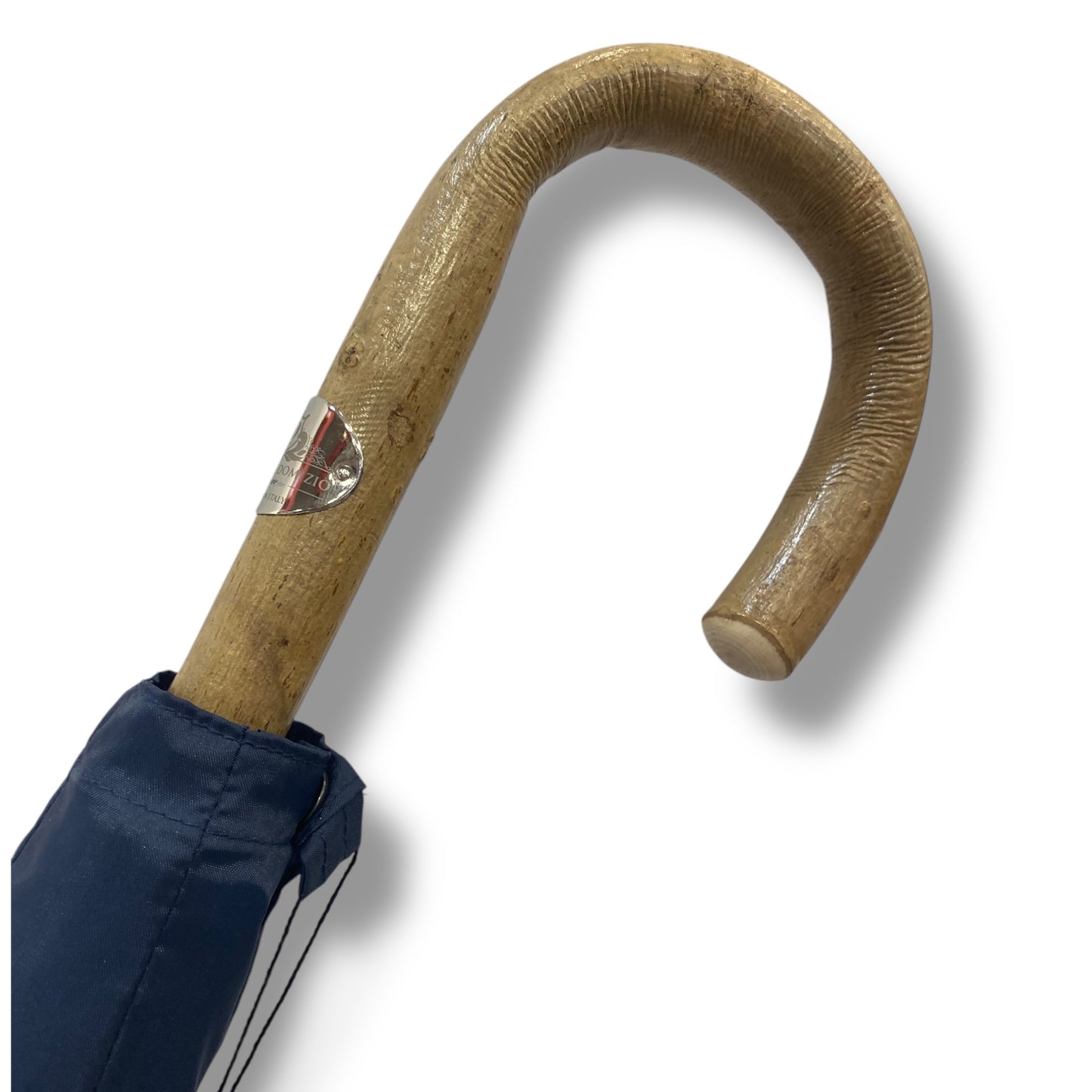 Ombrello classico uomo Bastone intero in legno di Frassino puntale in corno colore blu scuro