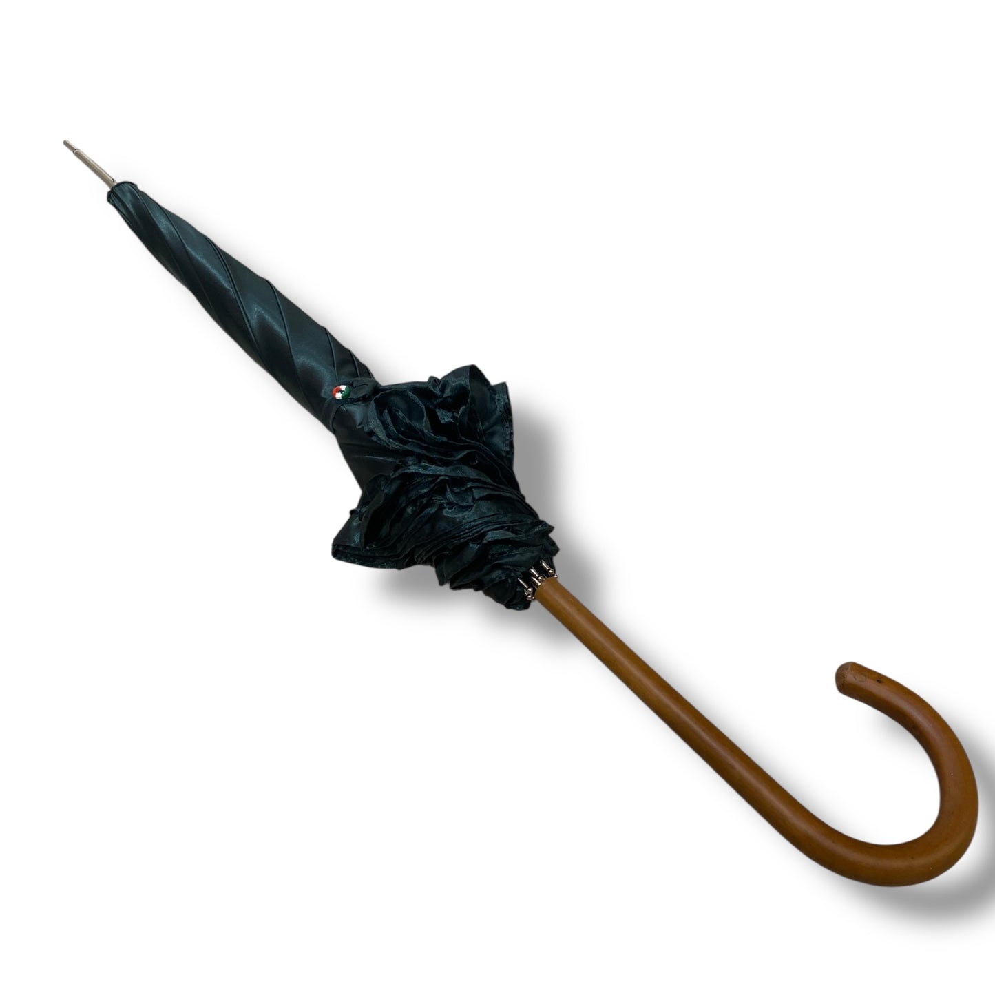 Ombrello classico stile 800 manico in Canna di Malacca lunga tessuto lucido lavorazione artigianale Ombrelli Domizio dal 1989 Made in Italy