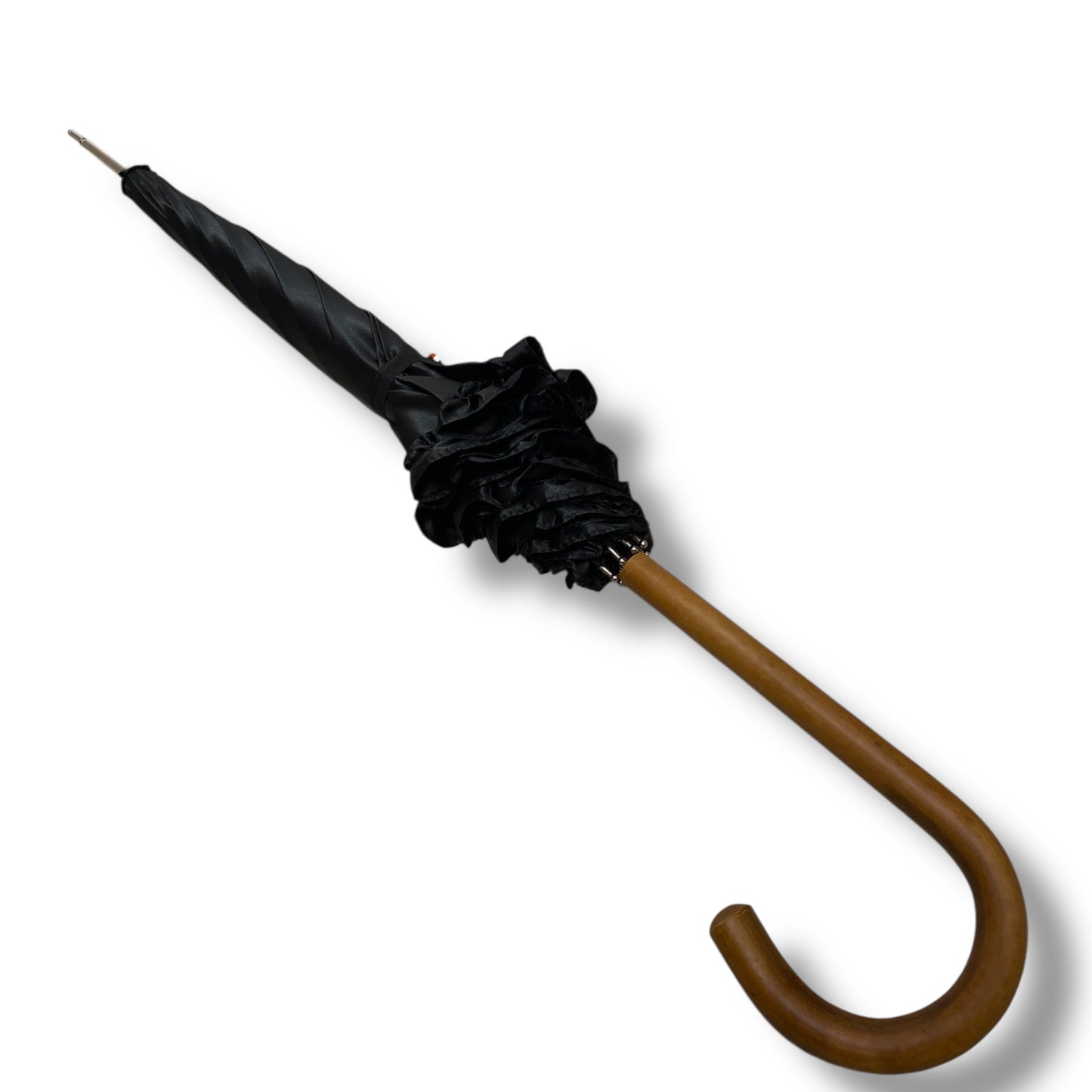 Ombrello classico stile 800 manico in Canna di Malacca lunga tessuto lucido lavorazione artigianale Ombrelli Domizio dal 1989 Made in Italy