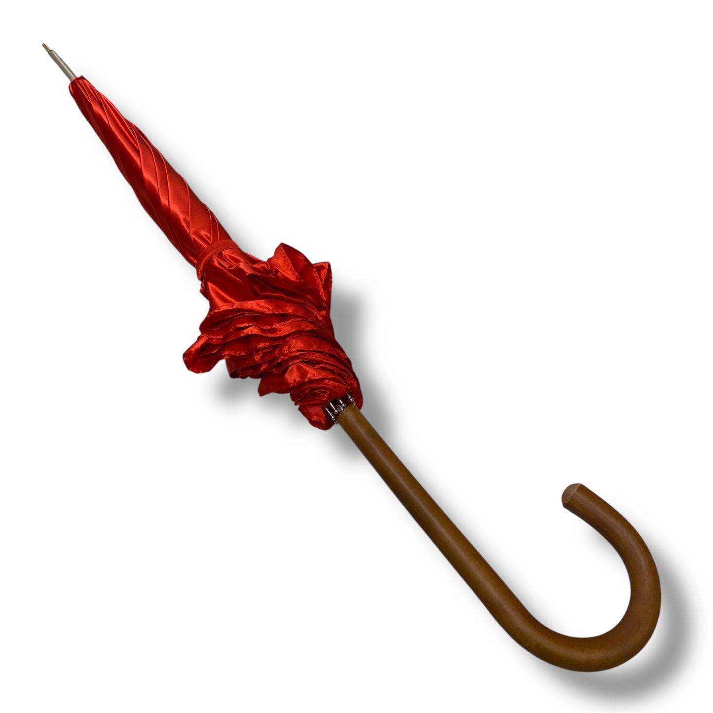 Ombrello classico stile 800 manico in Canna di Malacca lunga tessuto lucido lavorazione artigianale Ombrelli Domizio dal 1989 Made in Italy